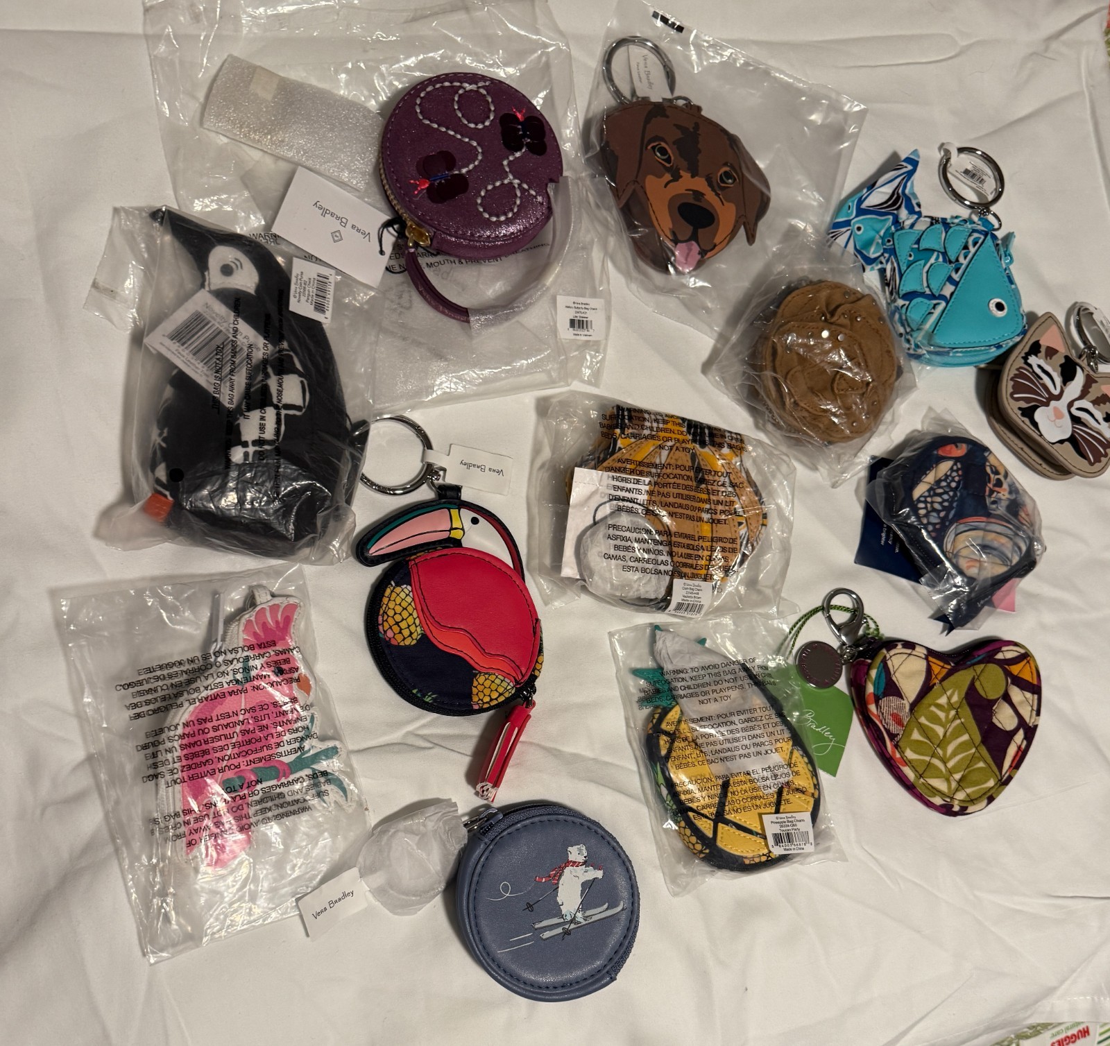 VERA BRADLEY CHARMS/ZIPPERED POUCHES (A)