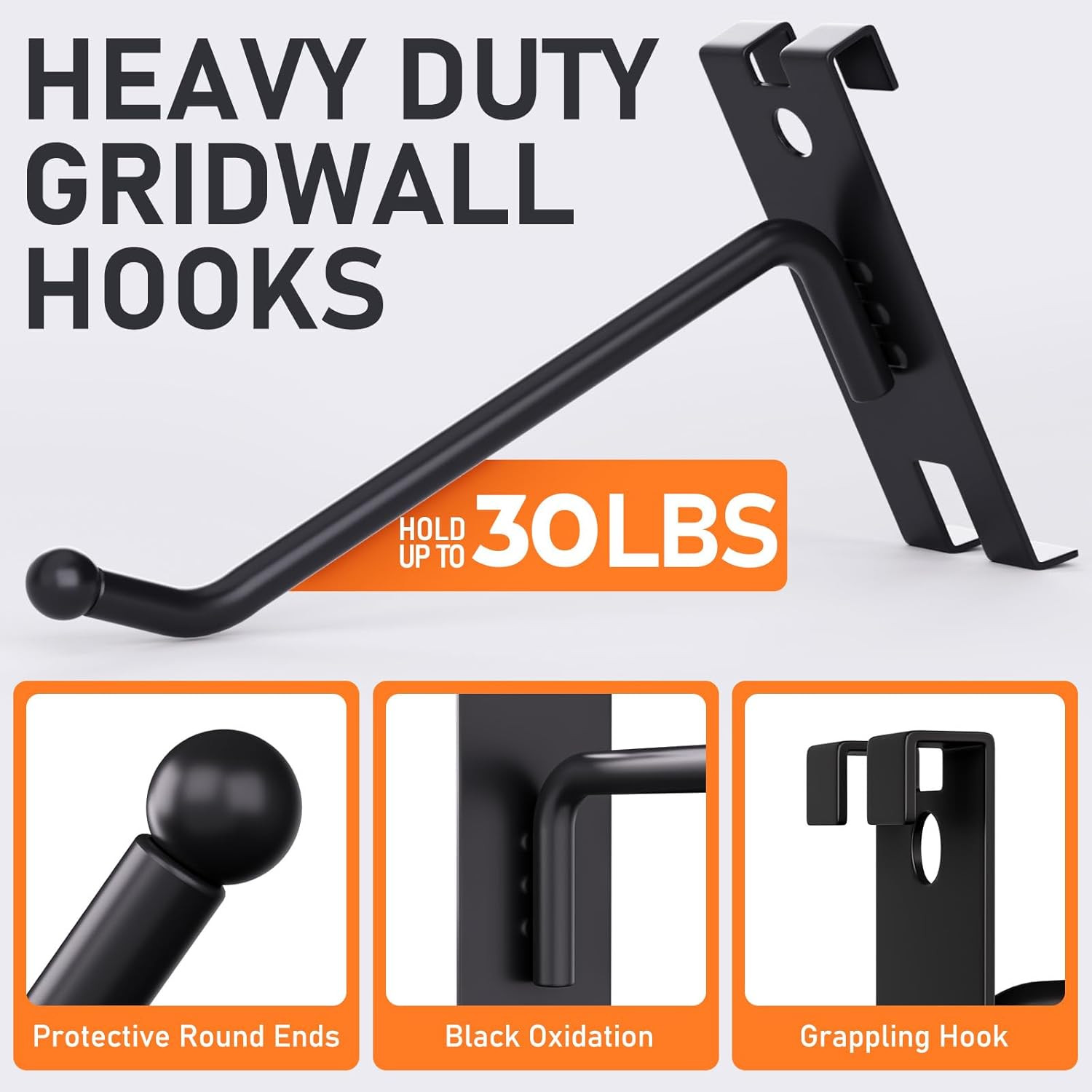 2/4/6 Inch Gridwall Hooks, 60 Pack Heavy Duty Black Display Hooks for Grid Wall