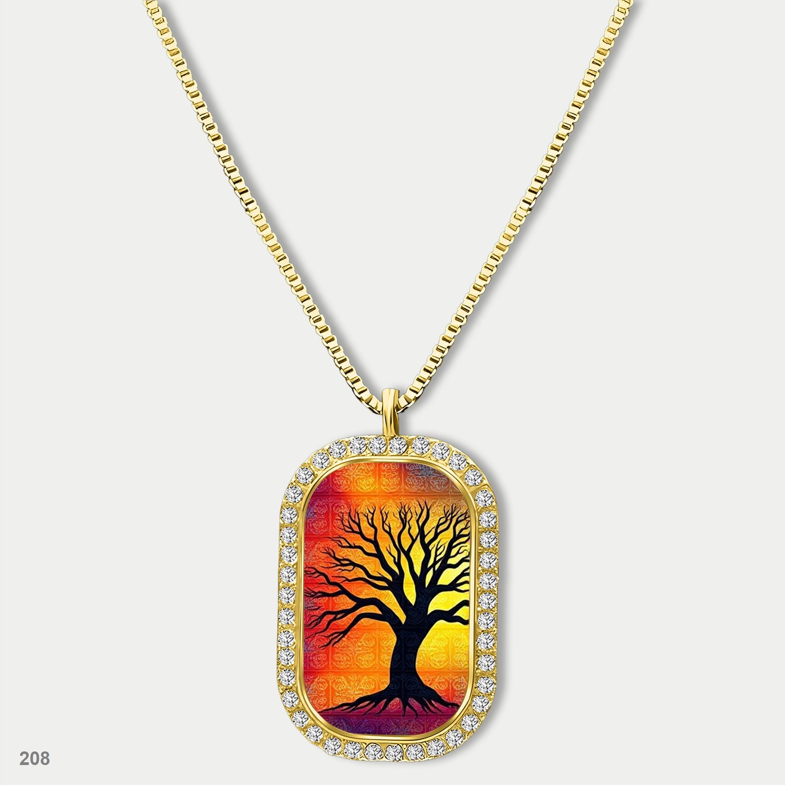 Stunning Colorful Tree of Life Pendant Necklace Chain Graphic Dog Tag Chain Gift
