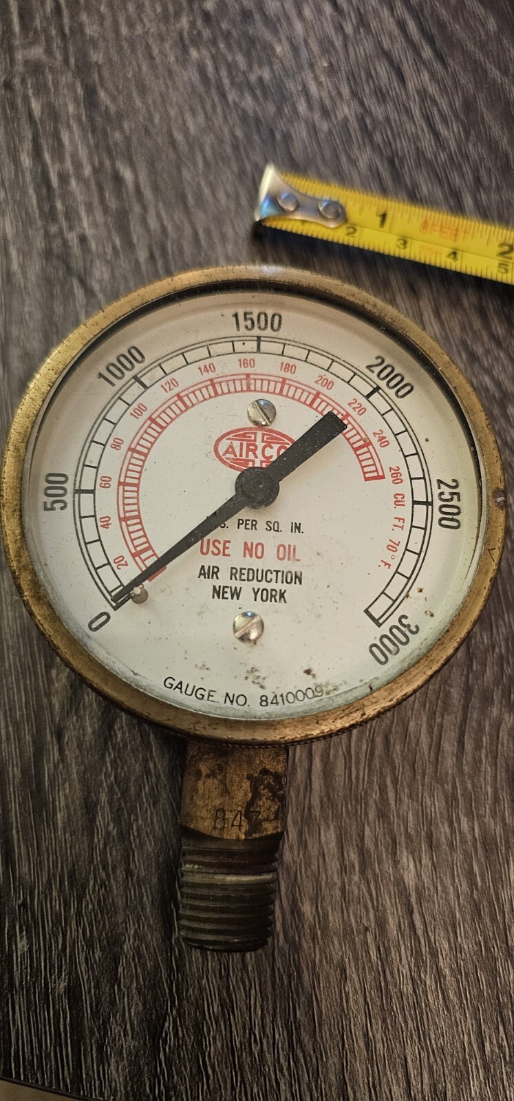 Airco Antique Brass Altitude Gauge Standard Sanitary Steampunk Industrial