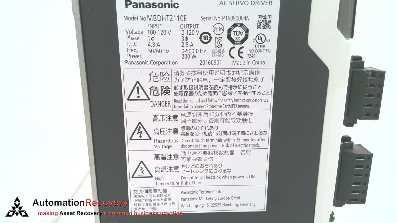 PANASONIC MBDHT2110E AC SERVO DRIVER, NEW* #321132