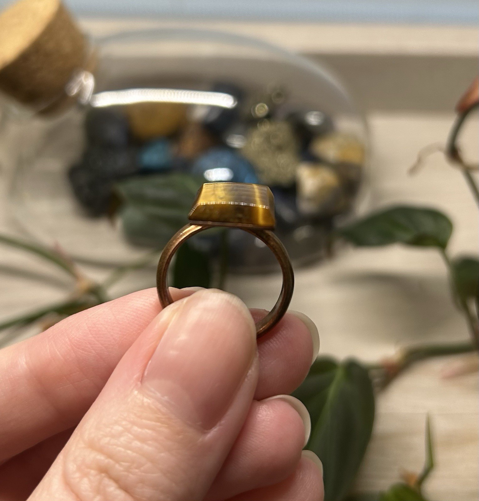 Tigers Eye Ring Size 7, Handmade Copper Tigers Eye Ring