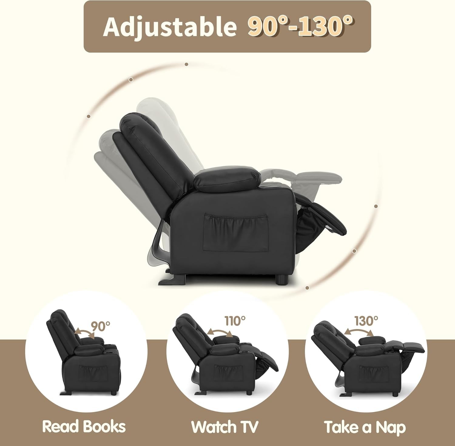 Big Kids Recliner for Ages 3+, Child Reclining Chair, Toddlers Recliner Sofa ...
