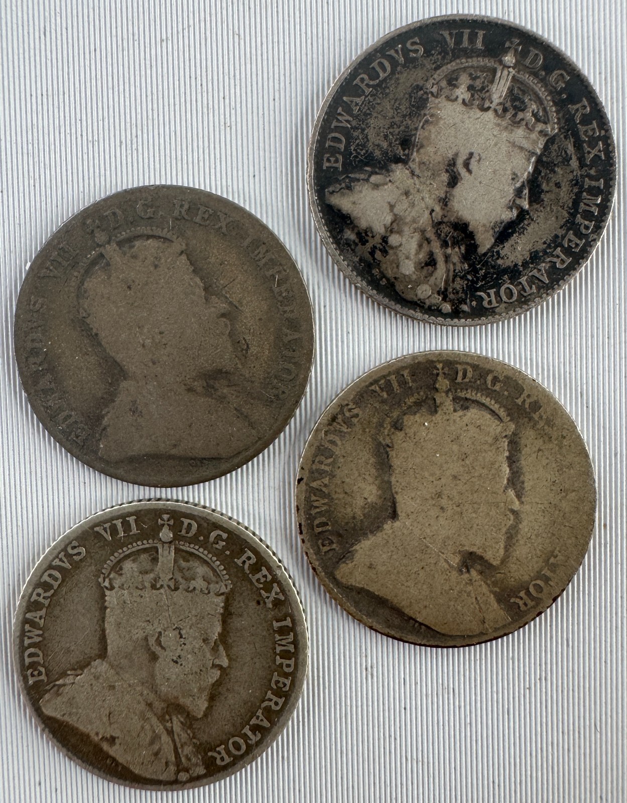 1902 1904 1907 1910 Canada Silver 5 Cents Four Coin Lot Circulated 5c Canadian