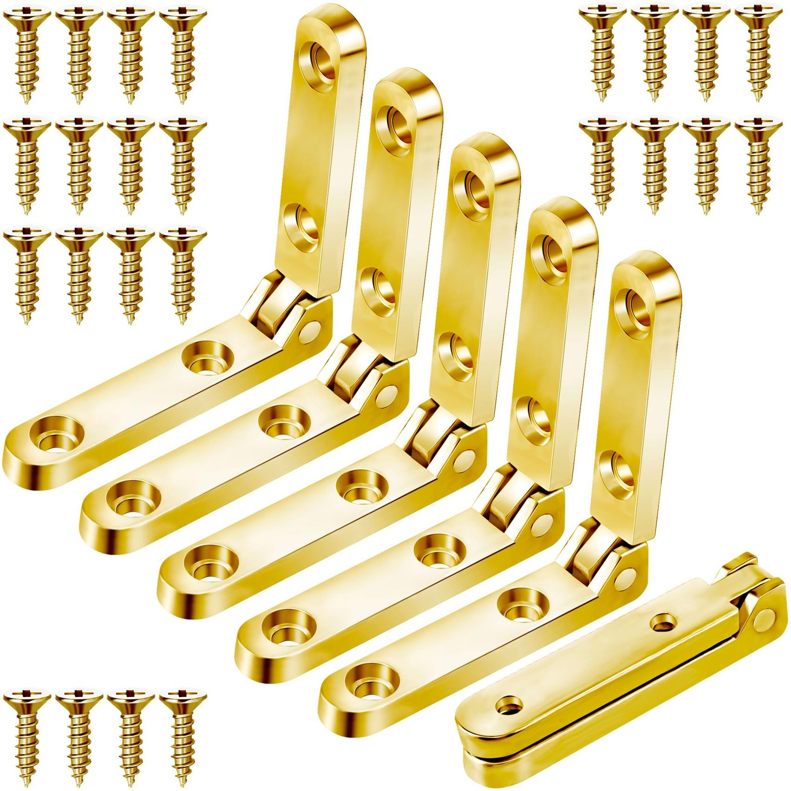 HINZIC 6 Pcs Small Hinges for Wooden Box 90 Degree Gold Wine Jewelry