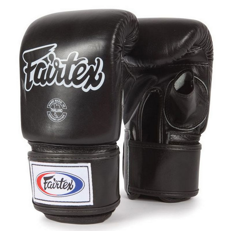 FAIRTEX MUAY THAI KICK BOXING GLOVES TGO3 BLACK COLOR OPEN THUMB BAG GLOVE MMA