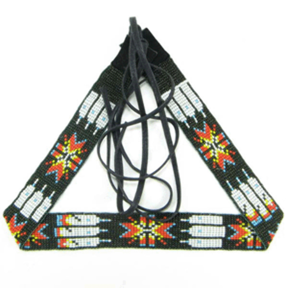 NATIVE STYLE INSPIRED BEADED COWBOY NEW RED GREEN WHITE FASHION HATBAND H18/13