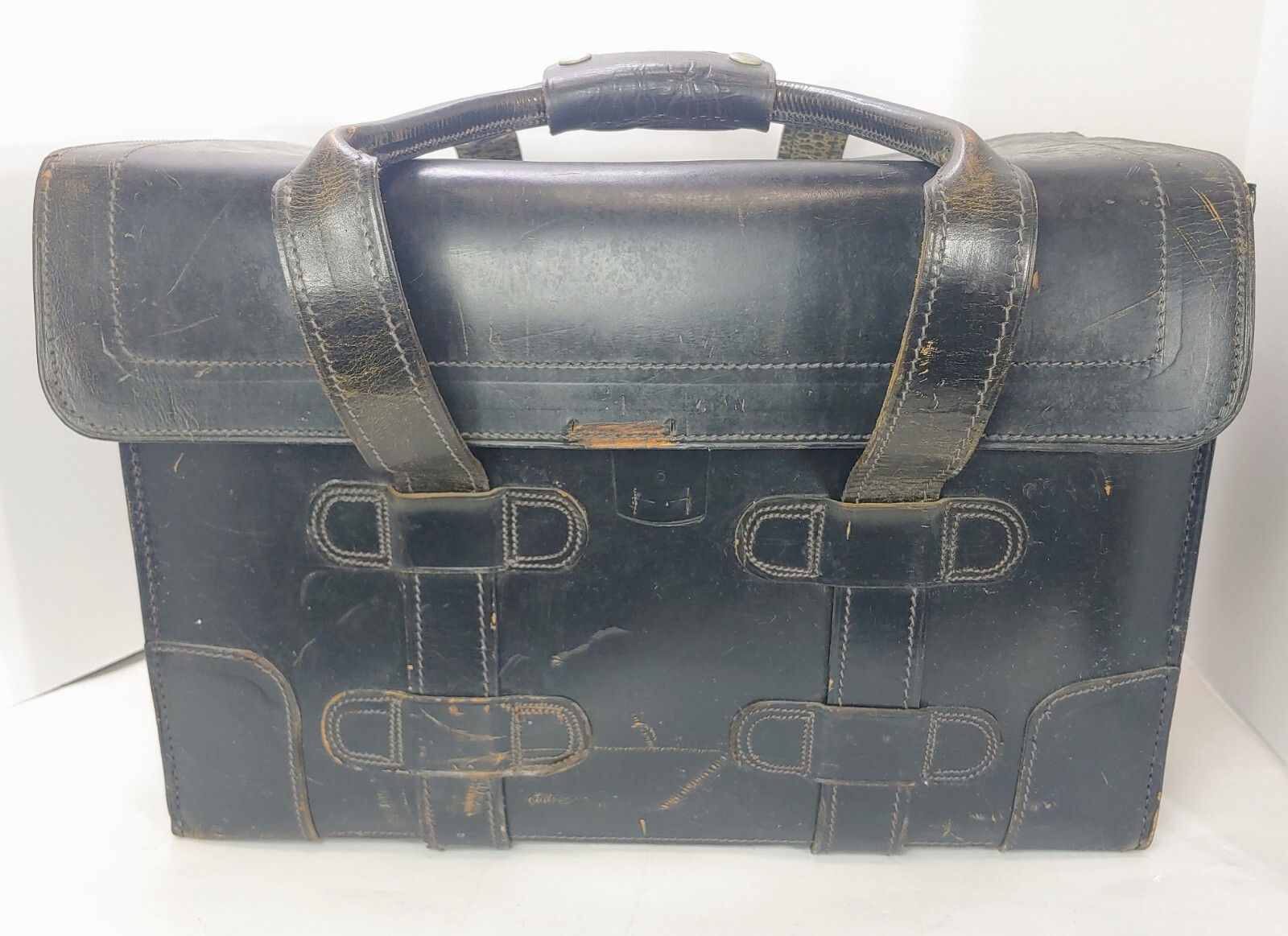 Air Force U. S. Military USAF Leather Black Large Vintage Bag Pilot (VIII CL 1?)