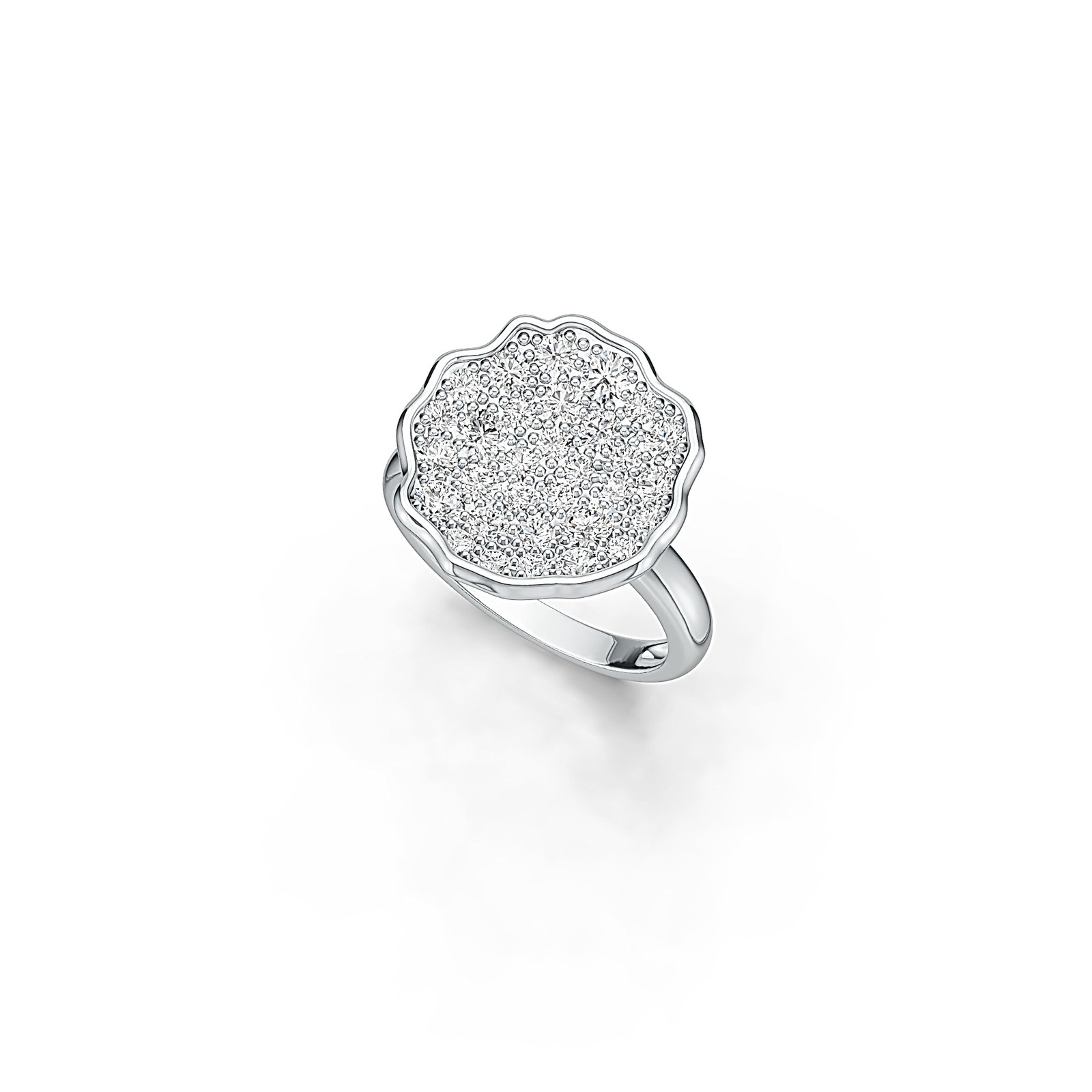 Sterling Silver Cluster Cocktail Ring with White Topaz or Moissanite