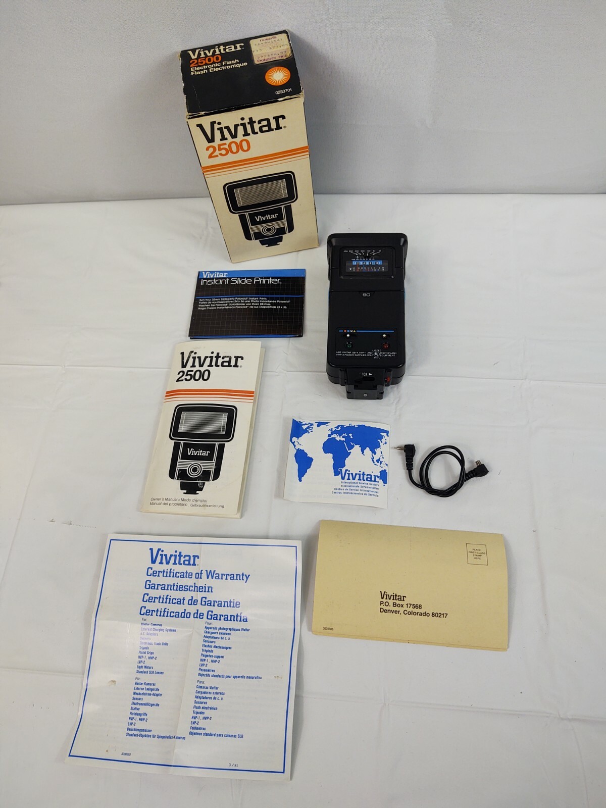 Vintage Vivitar 2500 Electronic Flash Camera Parts Accessories Photography +Box