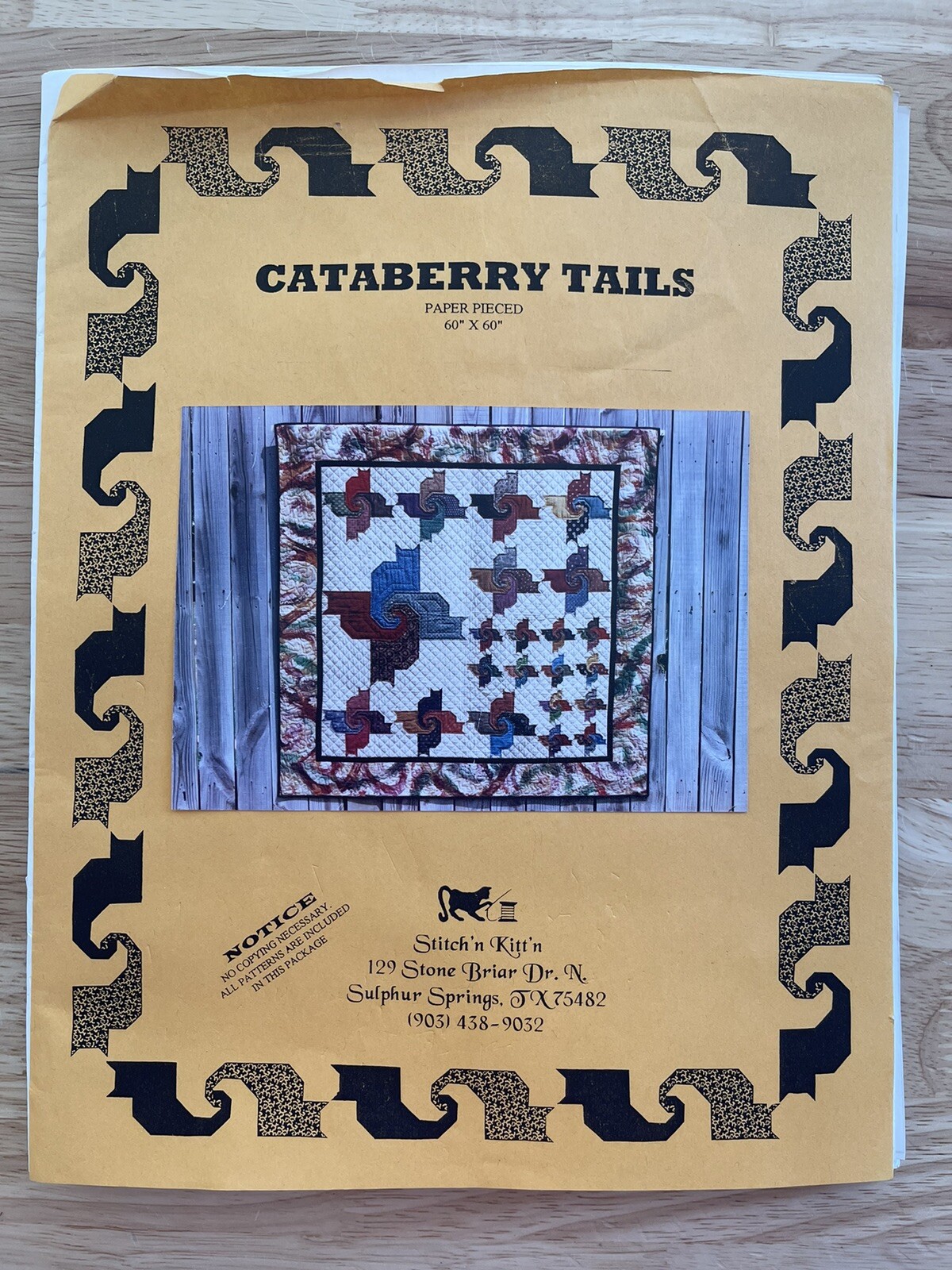 Stitch’n Kitt’n Cataberry Tails Paper Pieced Quilt Pattern 60”x60”