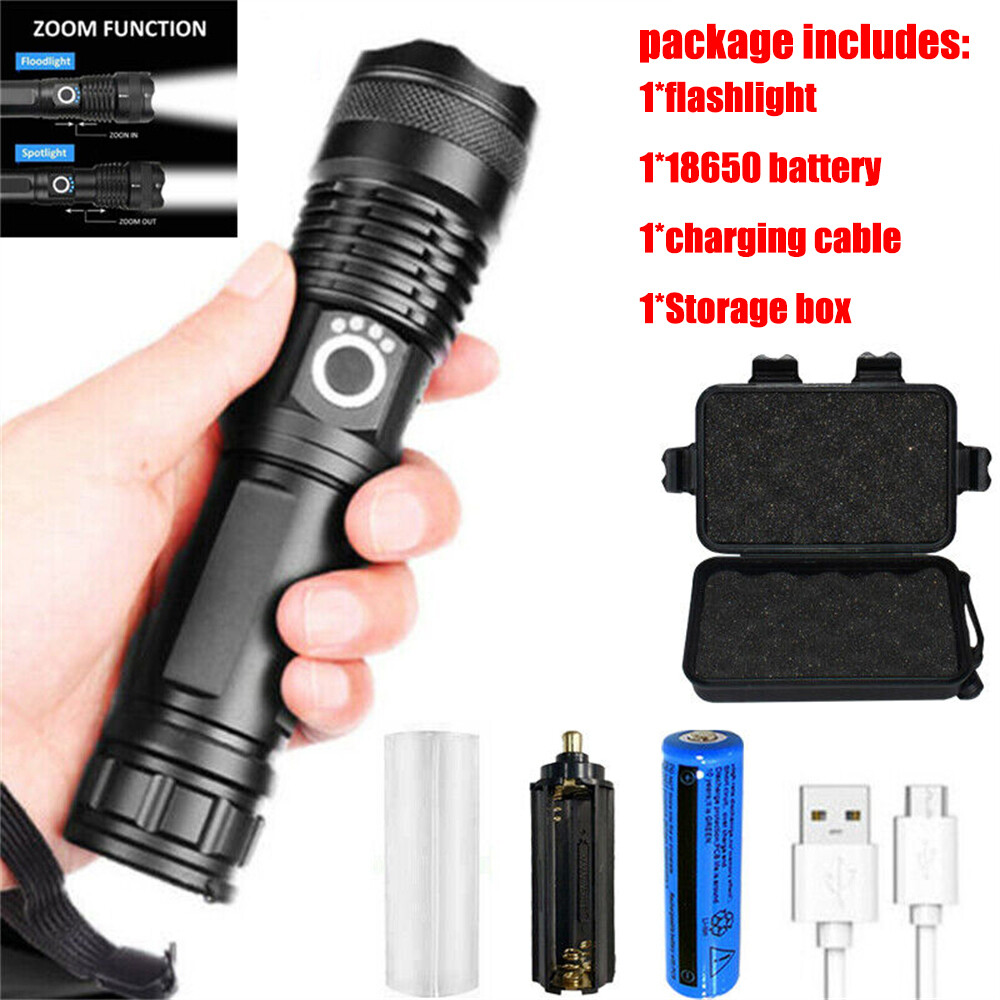 Super Bright 1200000 LM LED Tactical Flashlight Rechargeable Torch Work Light