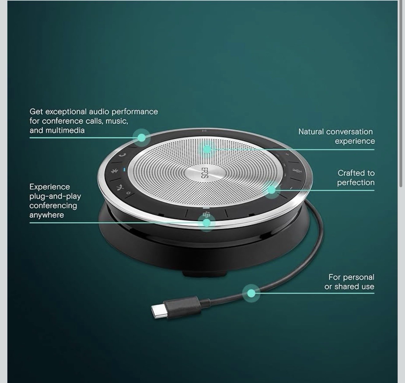 EPOS Expand SP 30T MS Teams Certified Portable Bluetooth Speakerphone 1000225