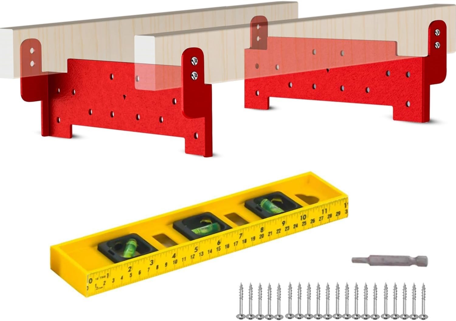 Zozen Chainsaw Mill Guide Rail Lumber Metal Brackets, 2 Pack Brackets with Level