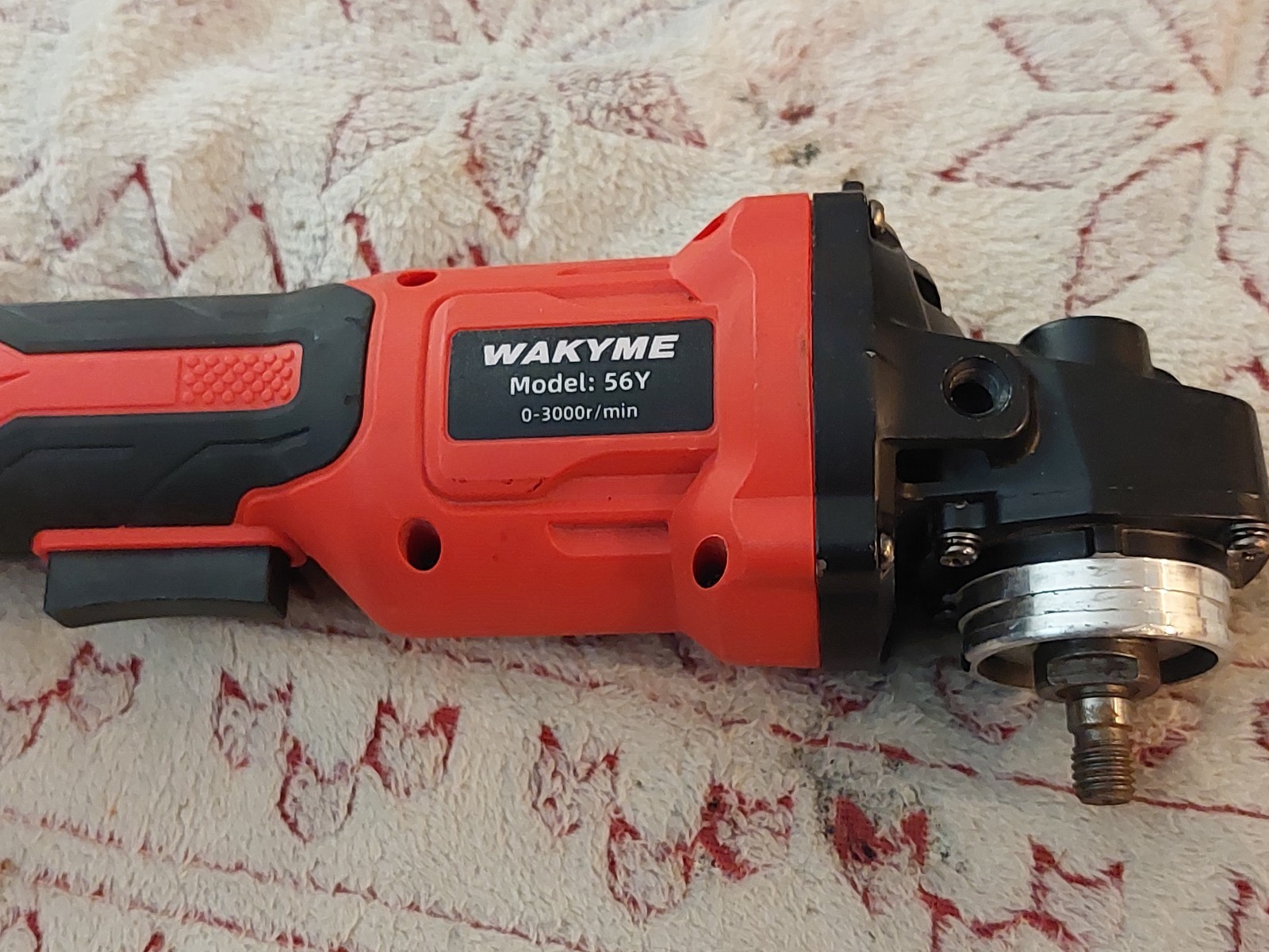 WAKYME 56Y Cordless Battery Angle Grinder 0-3000 RPM Rotary Red/Black