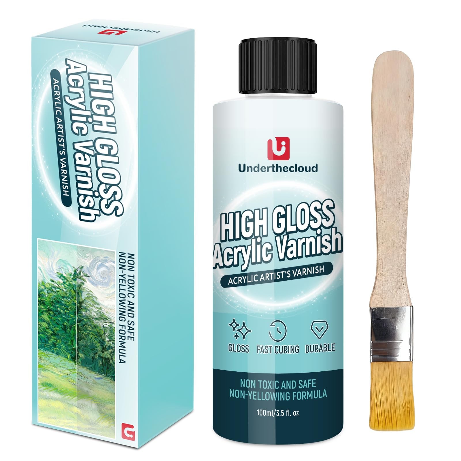 Gloss Varnish for Acrylic Painting, Artist's Acrylic Varnish Kit, Non-Yellowi...