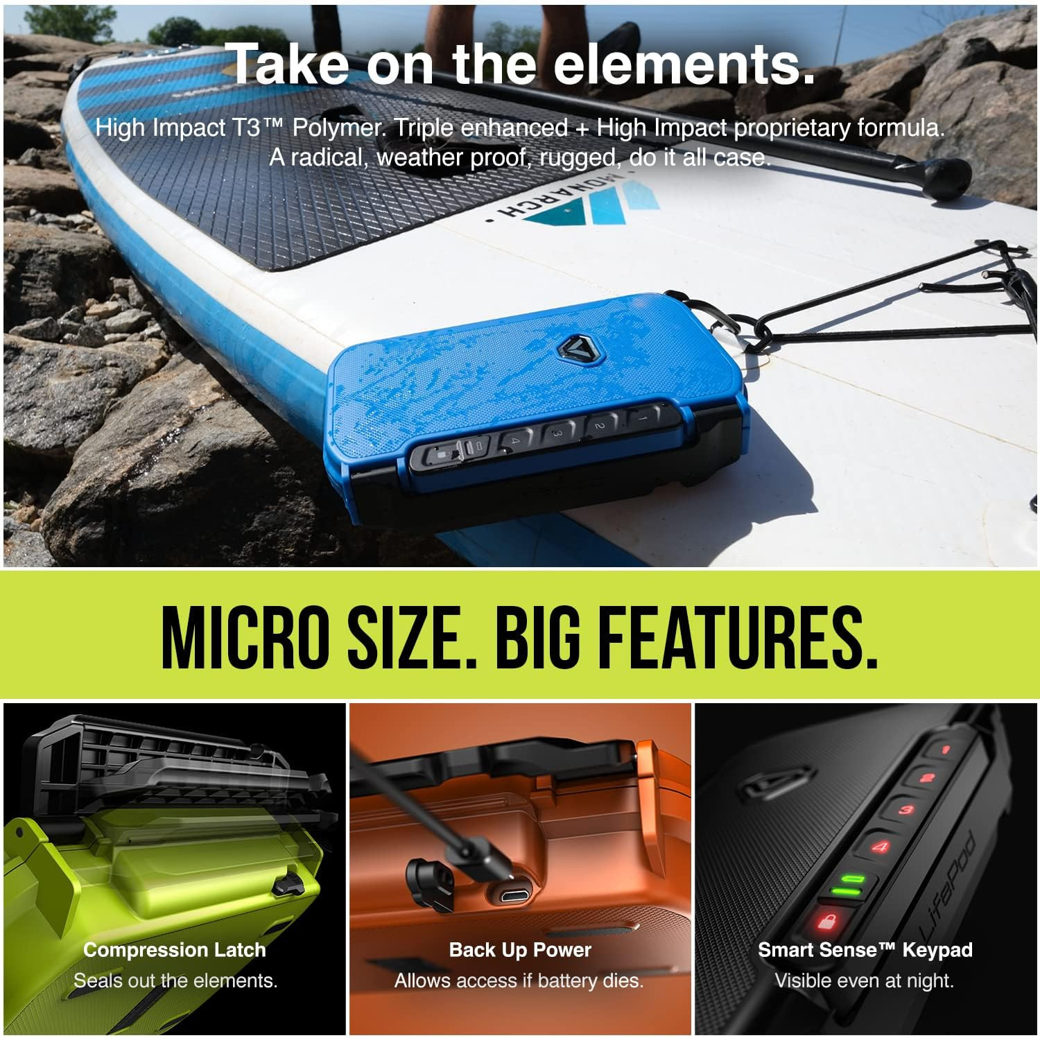 Lifepod X Micro Weatherproof Electronic Lockbox Secure Travel Case Rugged Min...