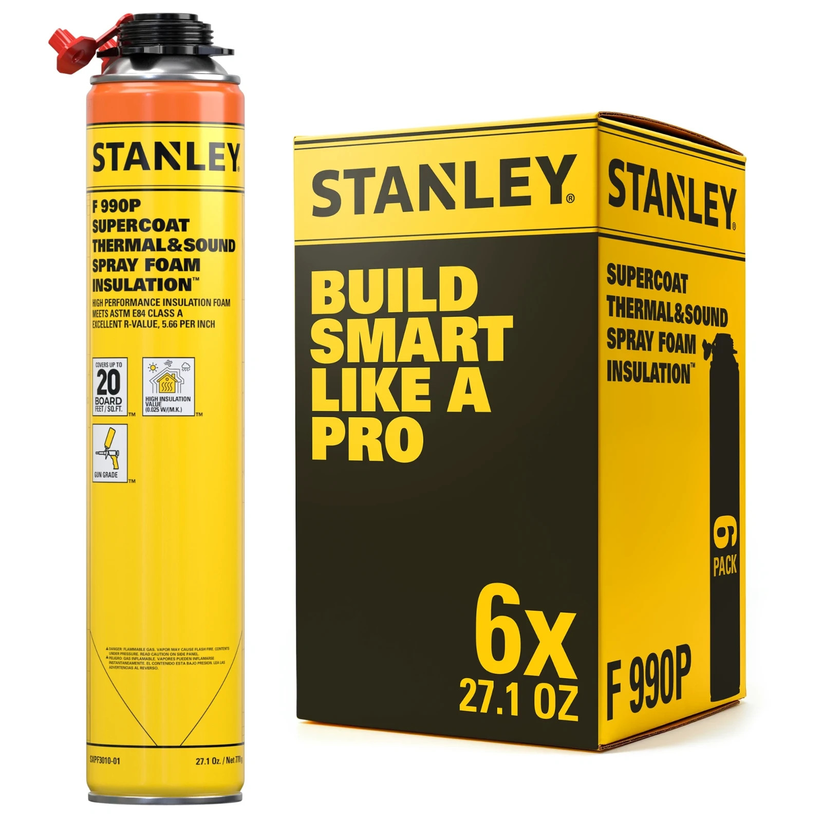 Spray Foam Insulation, Closed Cell, Fire Rated (6x27.1oz. 120 bd/ft) 6 Pack