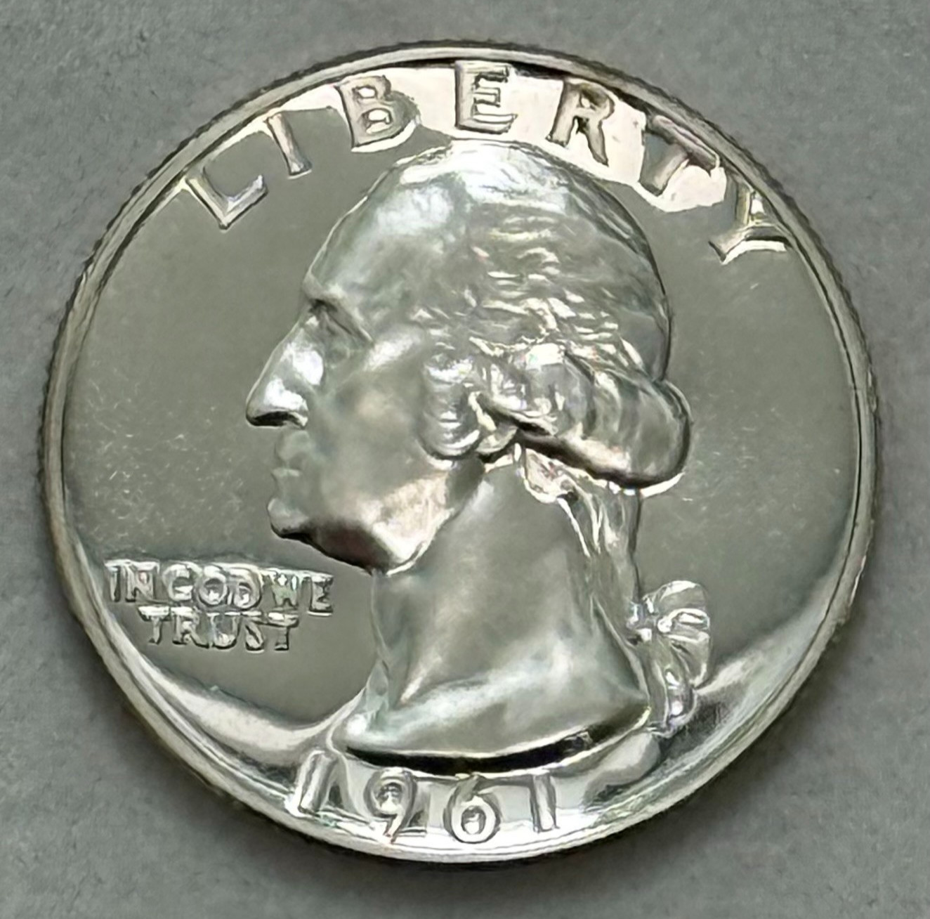 1961 WASHINGTON QUARTER 25C PROOF/CAM GEM++ UNCIRCULATED (#19-3702)
