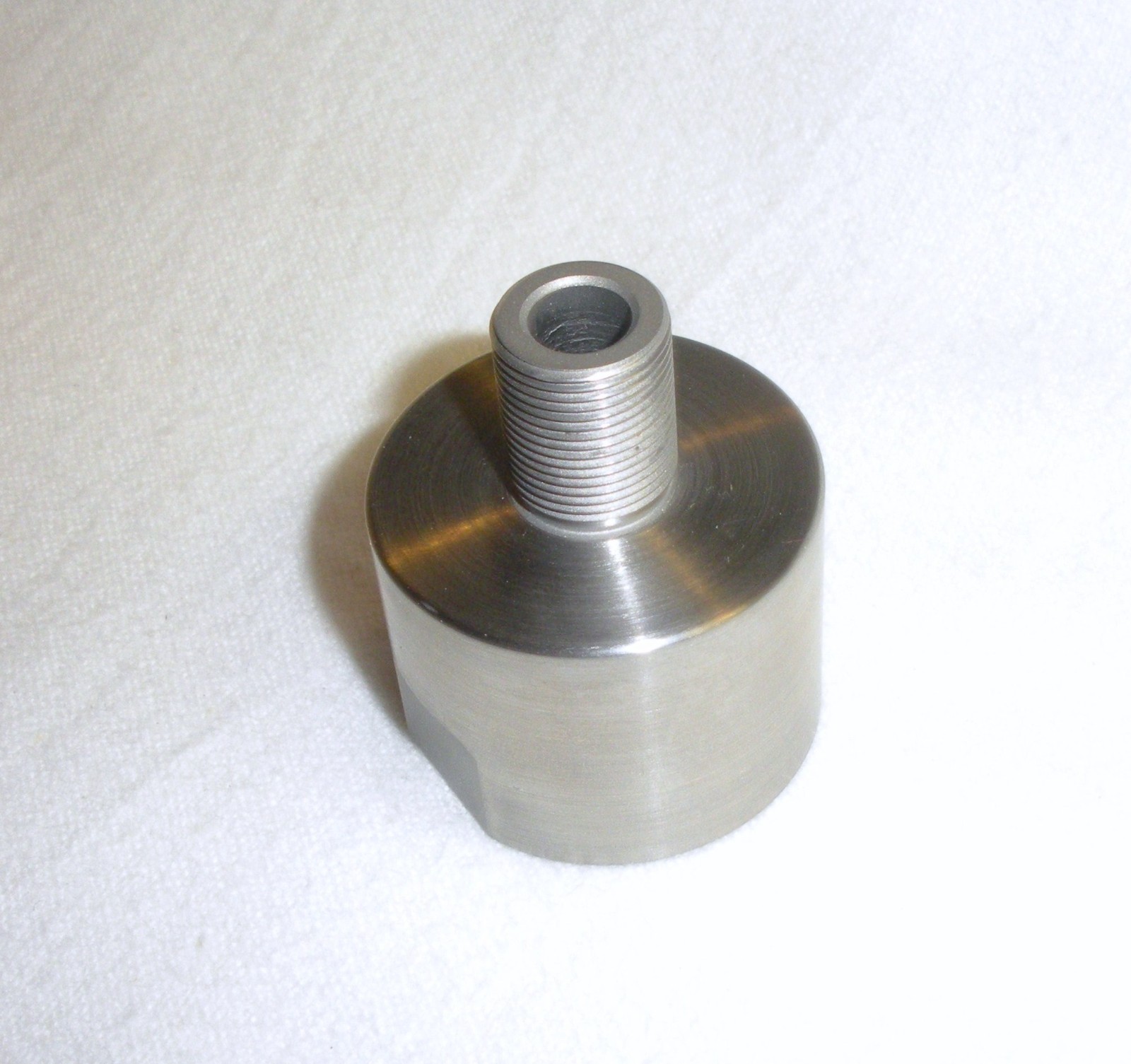 Threaded Barrel End for plain 3/4 inch (.750) barrels to 1/2-28 TPI - Bright SST
