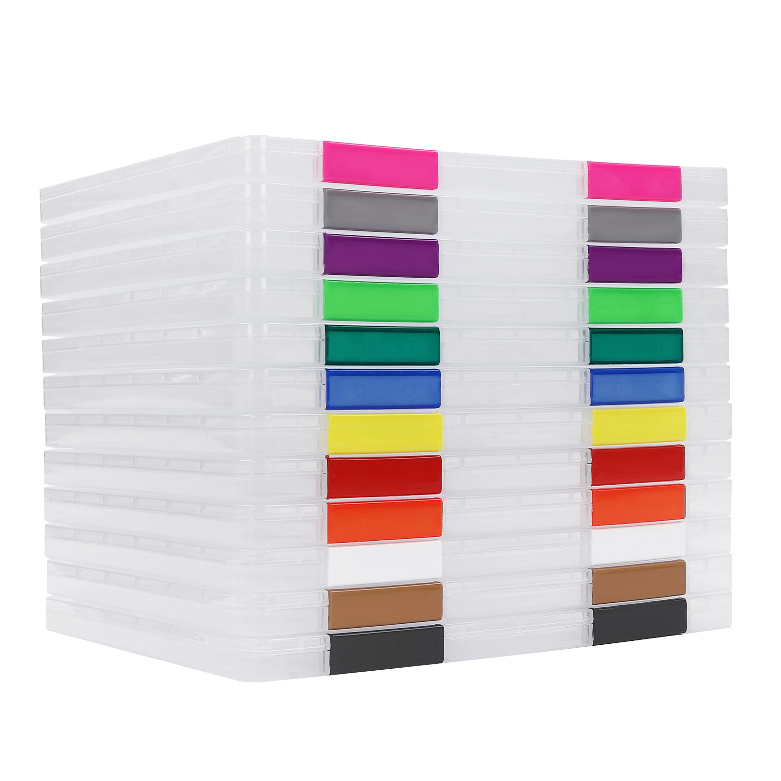 12 Pcs A4 Clear File Boxes Paper Storage Box Document File Holder with Buckle