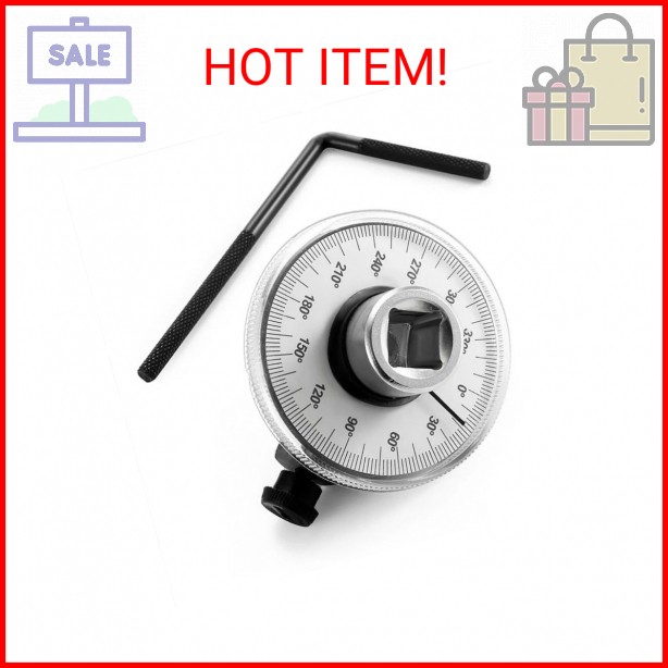 1/2 Inch Torque Wrench Angle Gauge Tool, 360° Adjustable 1/2" Drive Torque meter