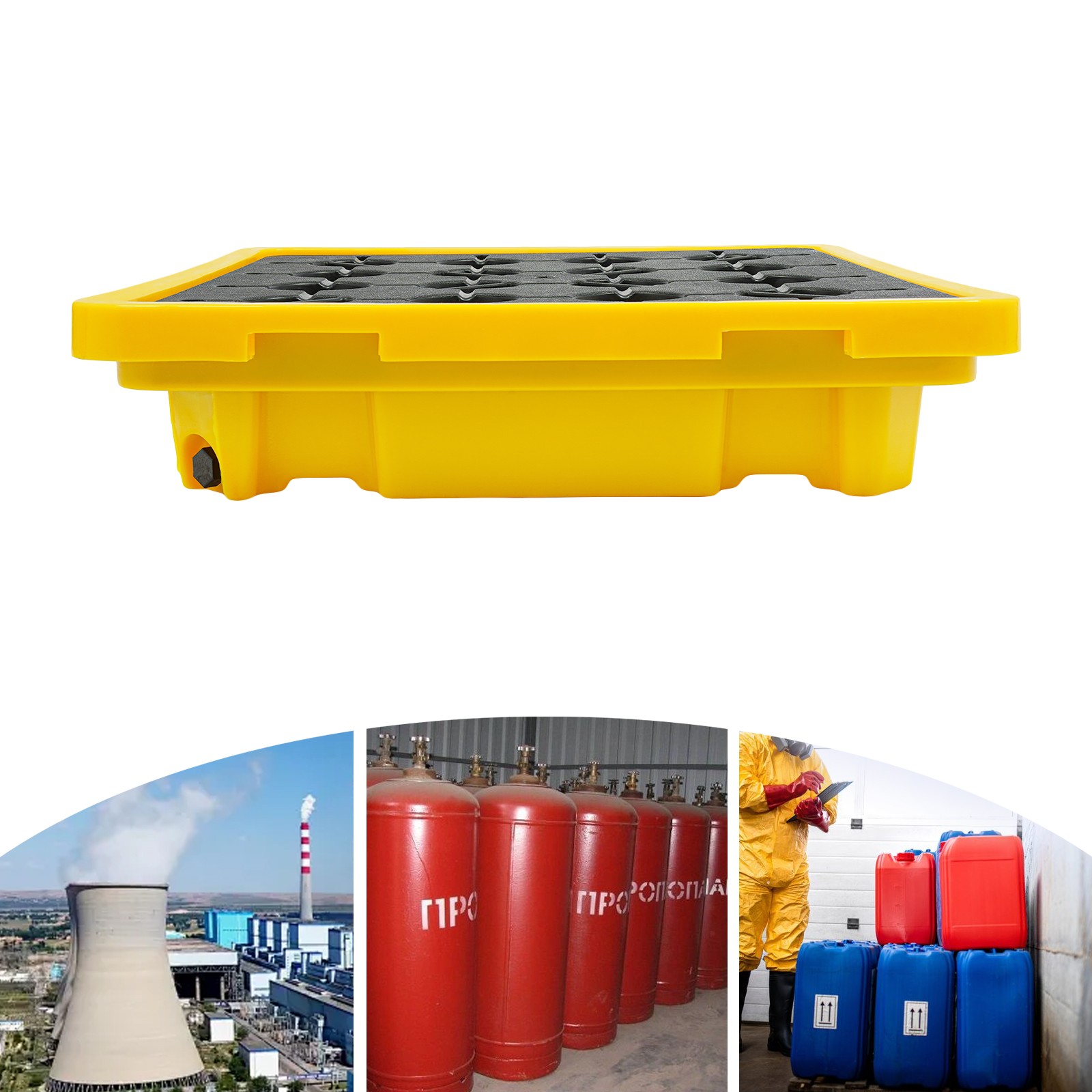 Leak Containment Platform, Overflow Containment Tray, Yellow and Black -