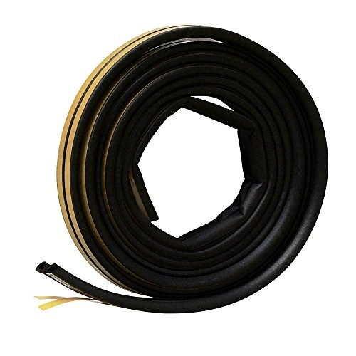 EPDM Rubber Self-Stick Weatherseal D-Section, 5/16" W, 1/4" T, 17 ft L, Black