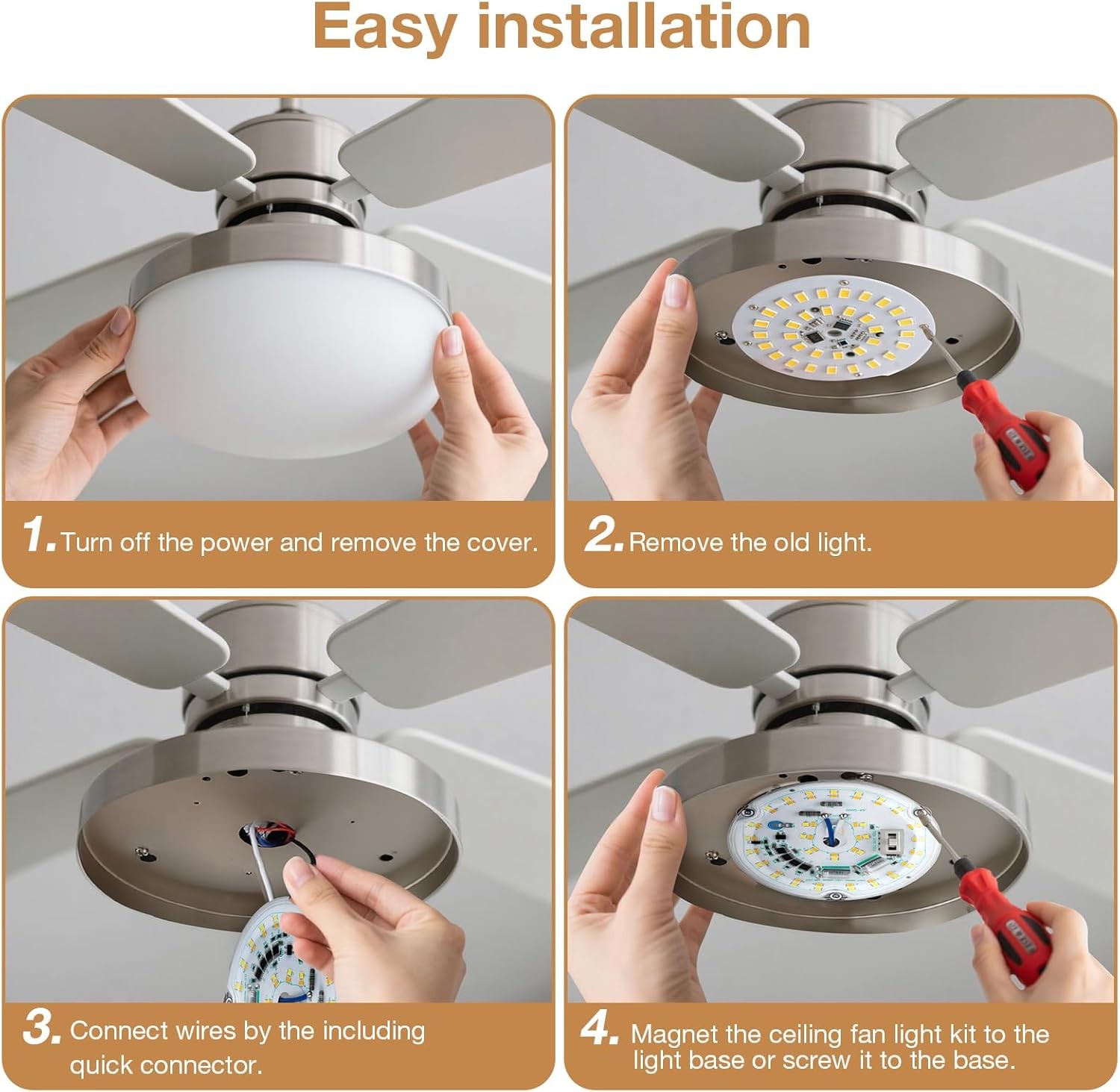 4 inch LED Retrofit Light Kit for Ceiling Fan Replacement White 6000K