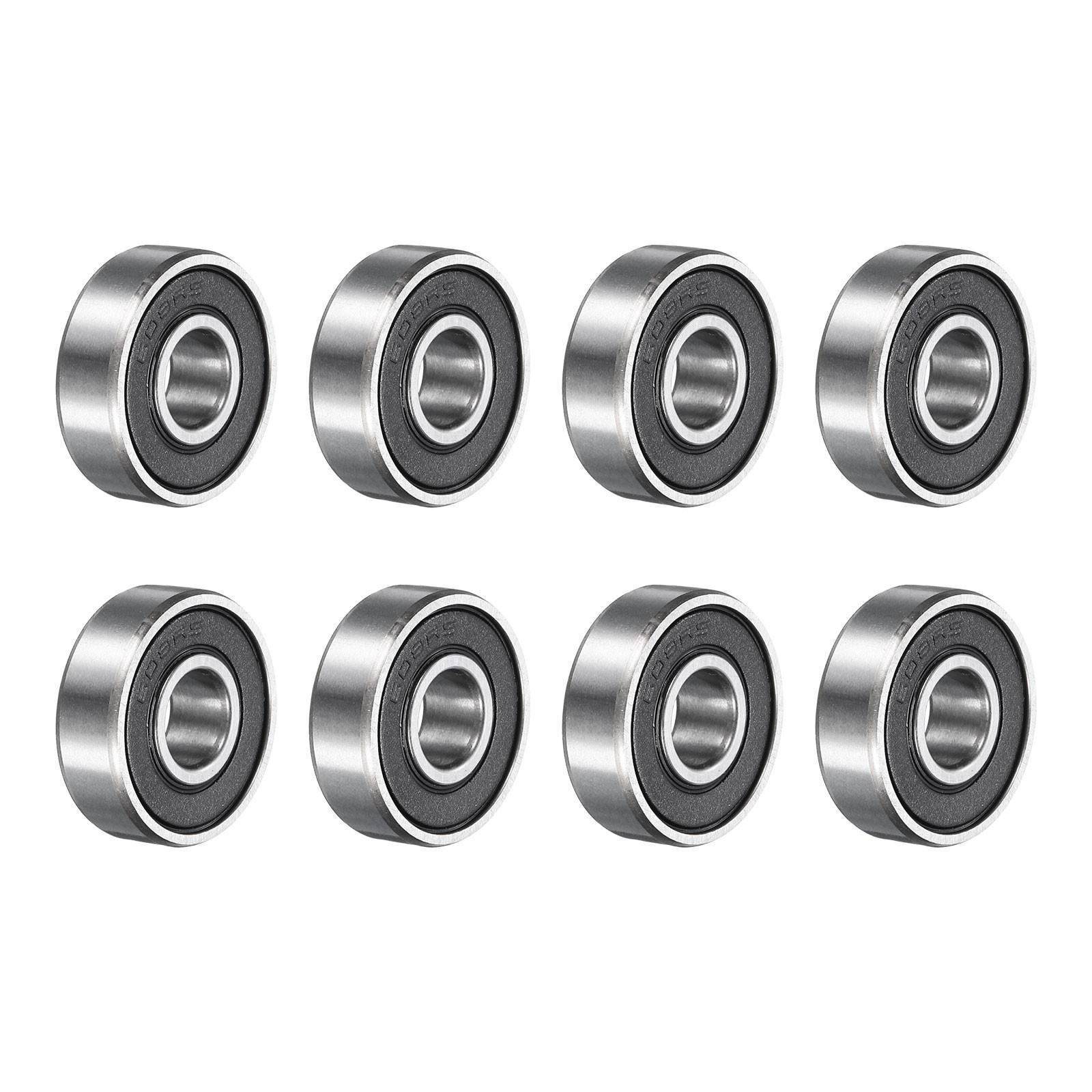 8pcs 608RS Deep Groove Ball Bearings 8x22x7mm Double Shield Bearings, Silver