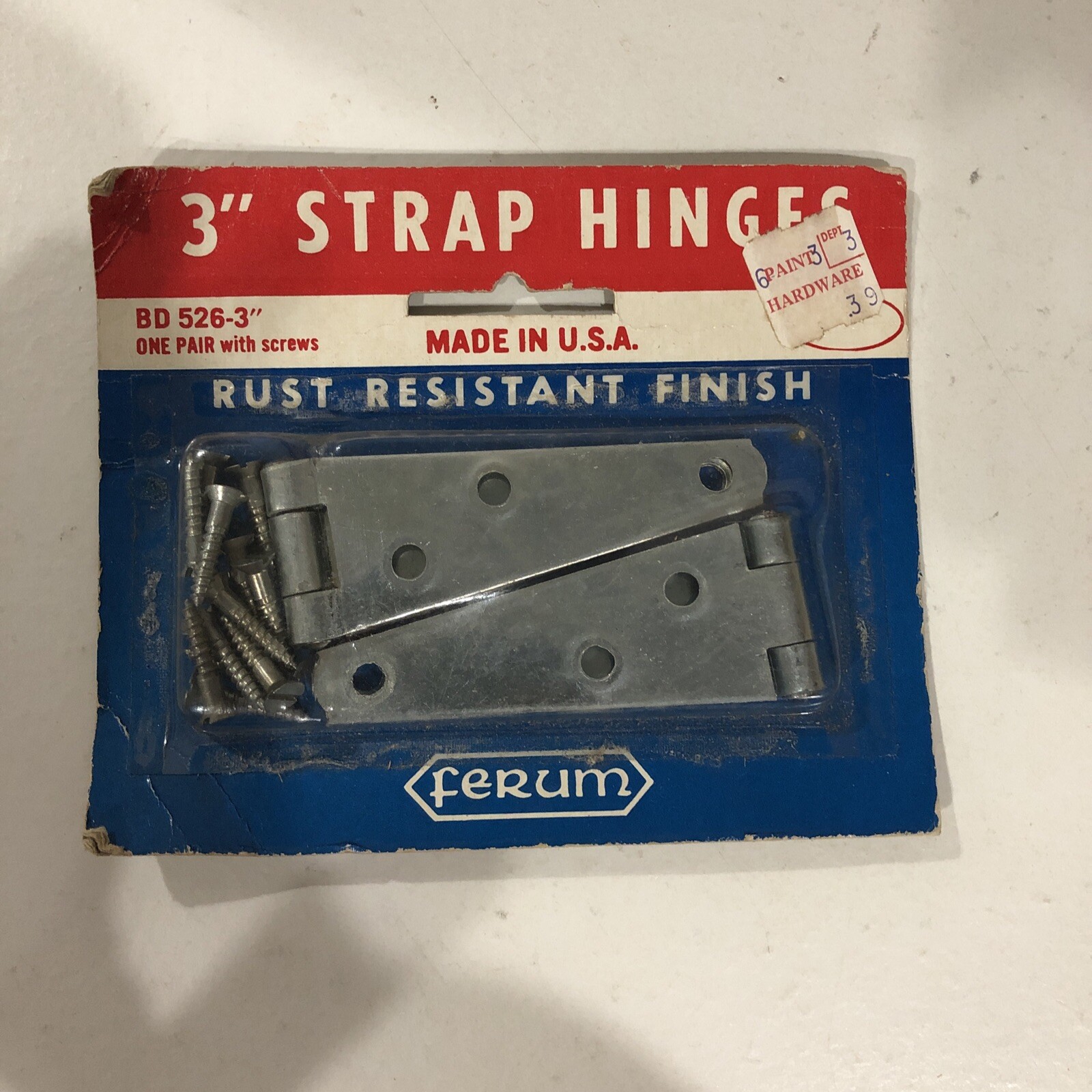 FERUM #BD526rust Resistant Finish USA LIGHT STRAP HINGE VINTAGE