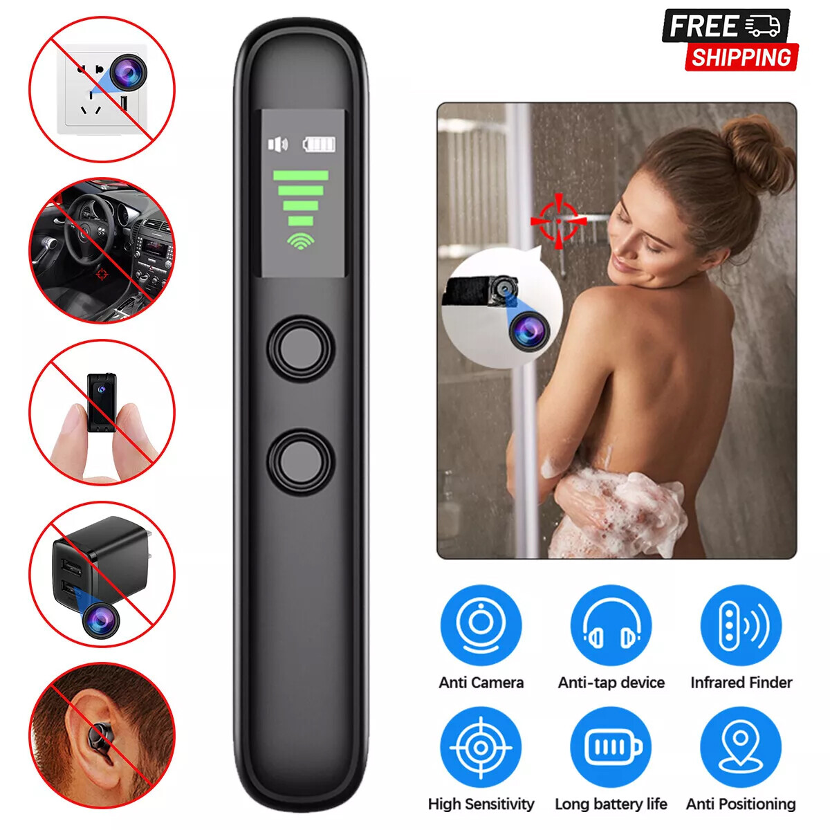 Anti-spy Hidden Camera Detector Finder Bug GPS Tracker Scanner Device Car Hotel
