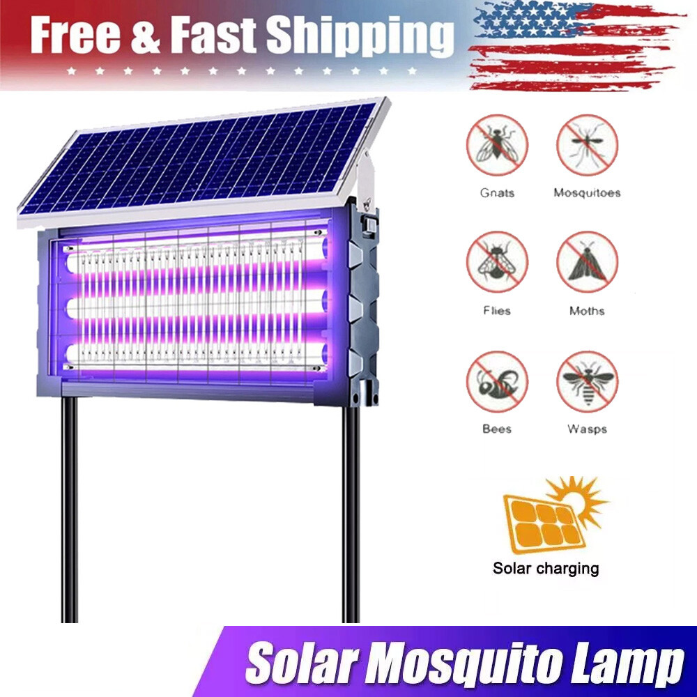 Solar Bug Zapper Outdoor Mosquito Zapper 4500V Waterproof Portable Fly Trap Yard