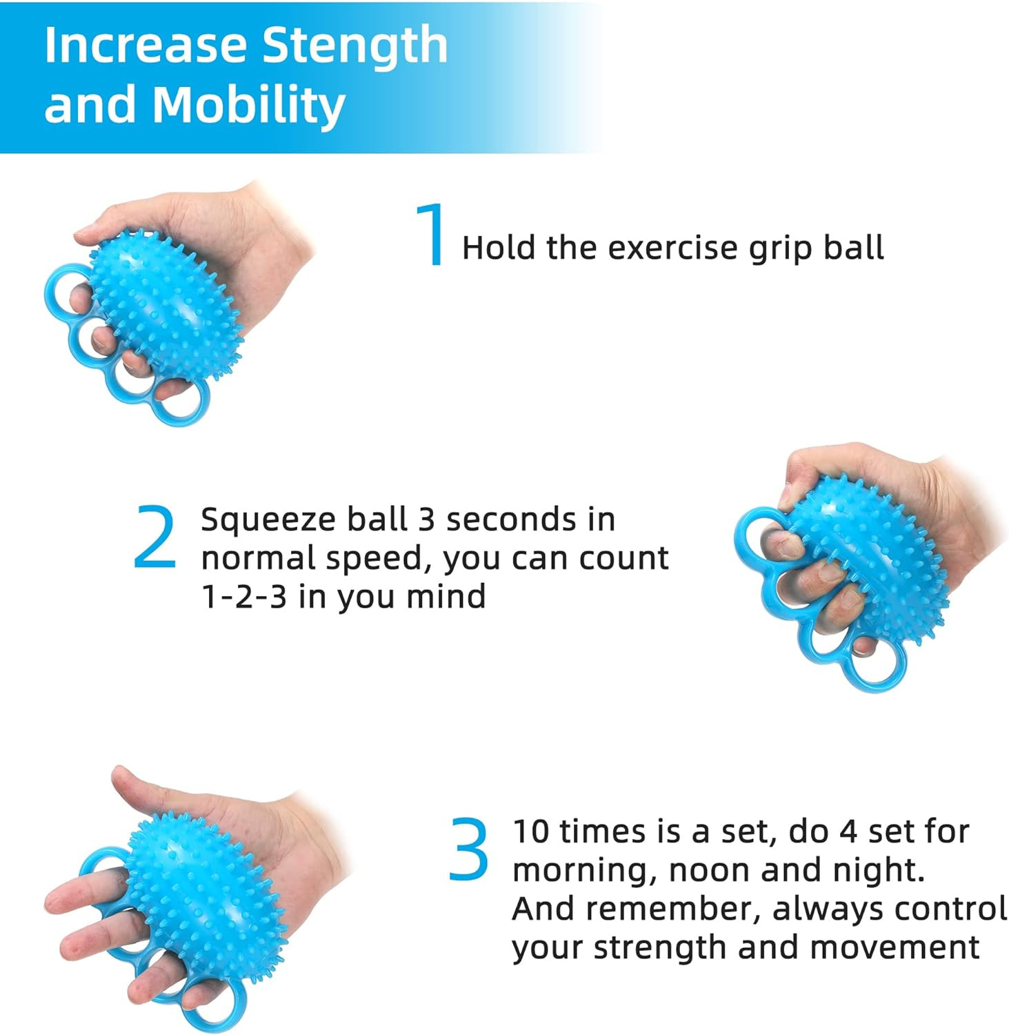 Hand Exercise Ball Finger Therapy Ball - Grip Strengthening, Improve Flexibility