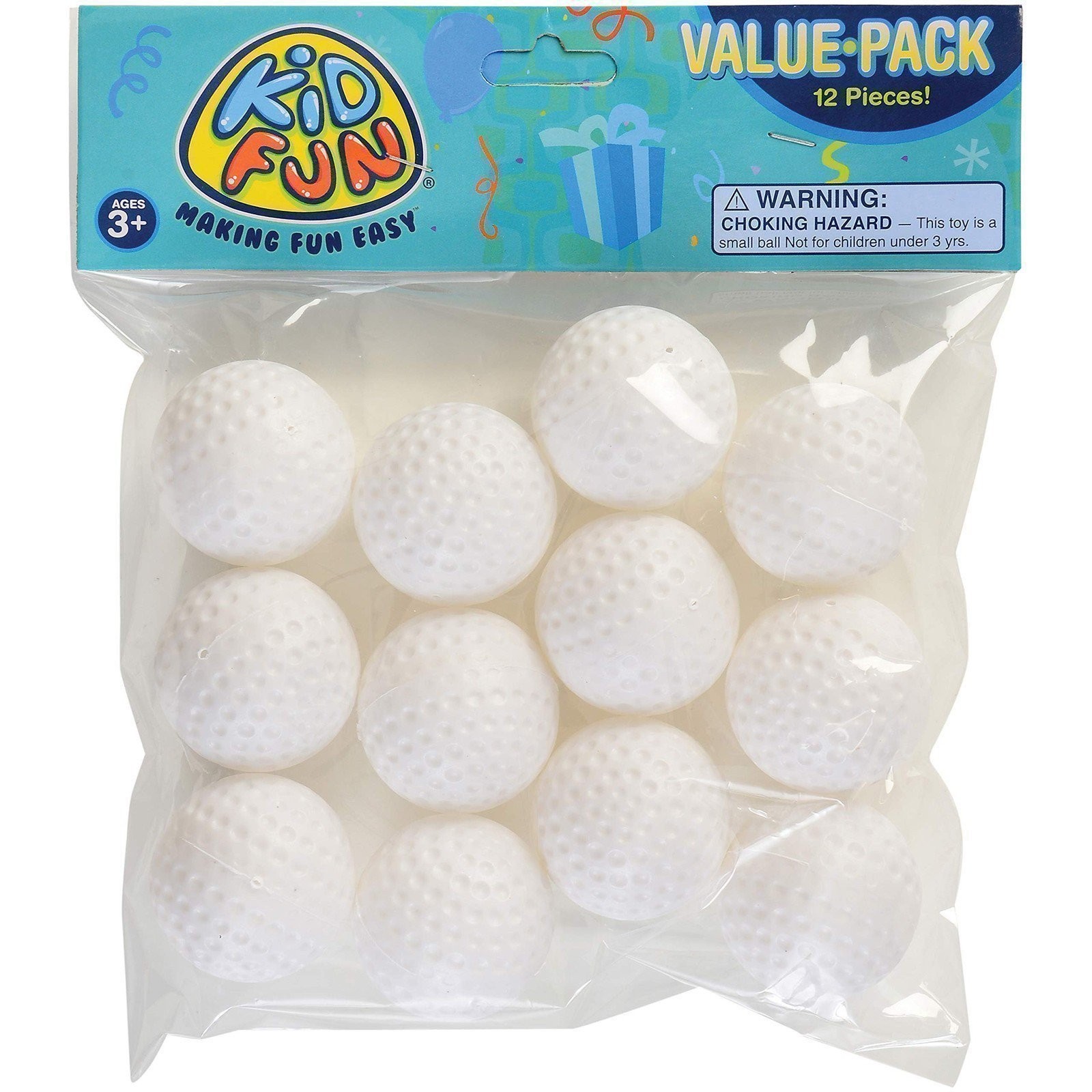 Quality Plastic Golf Balls, 12 Pack