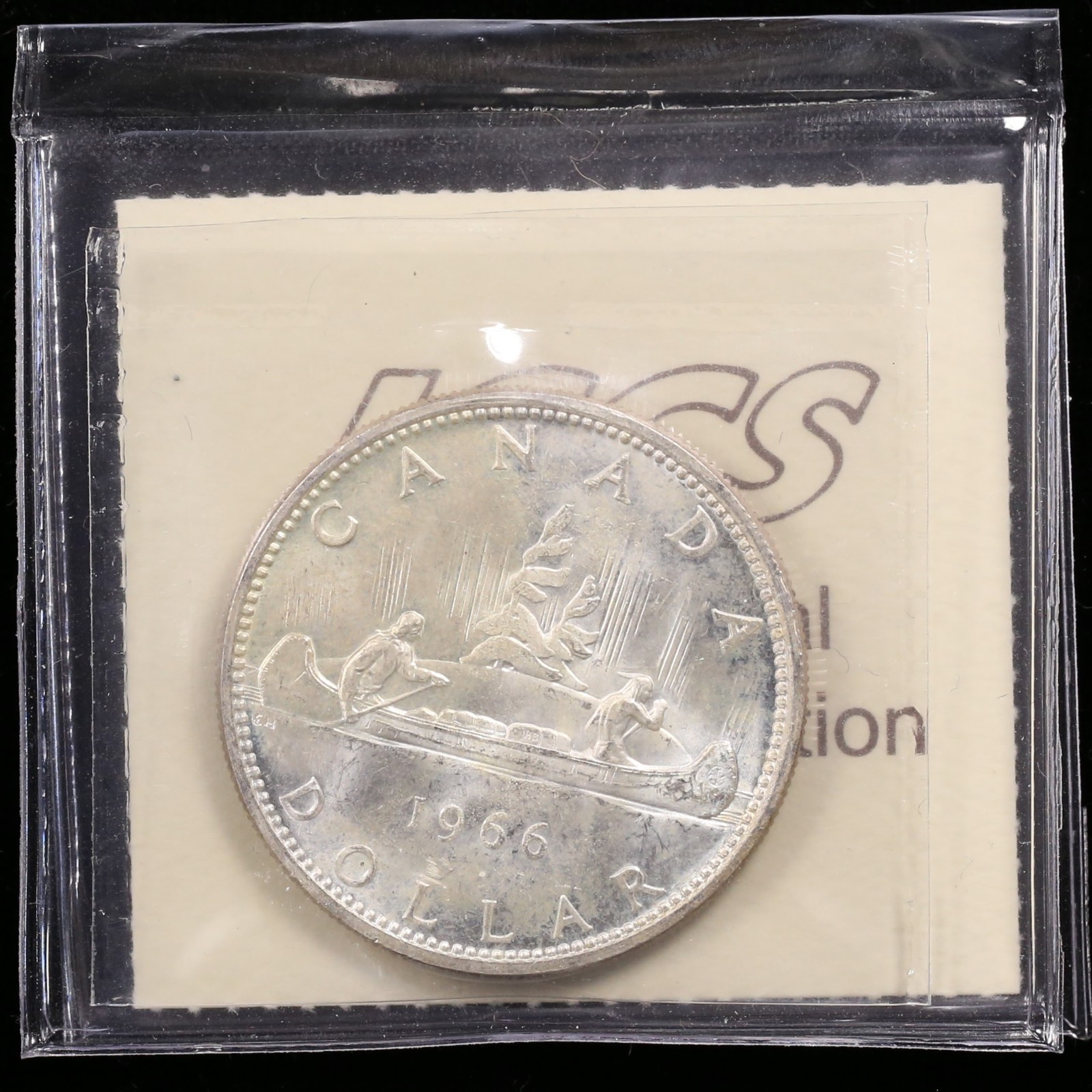 1966 $1 ICCS MS65 Large Beads Canada Silver Dollar Uncirculated Queen Elizabeth