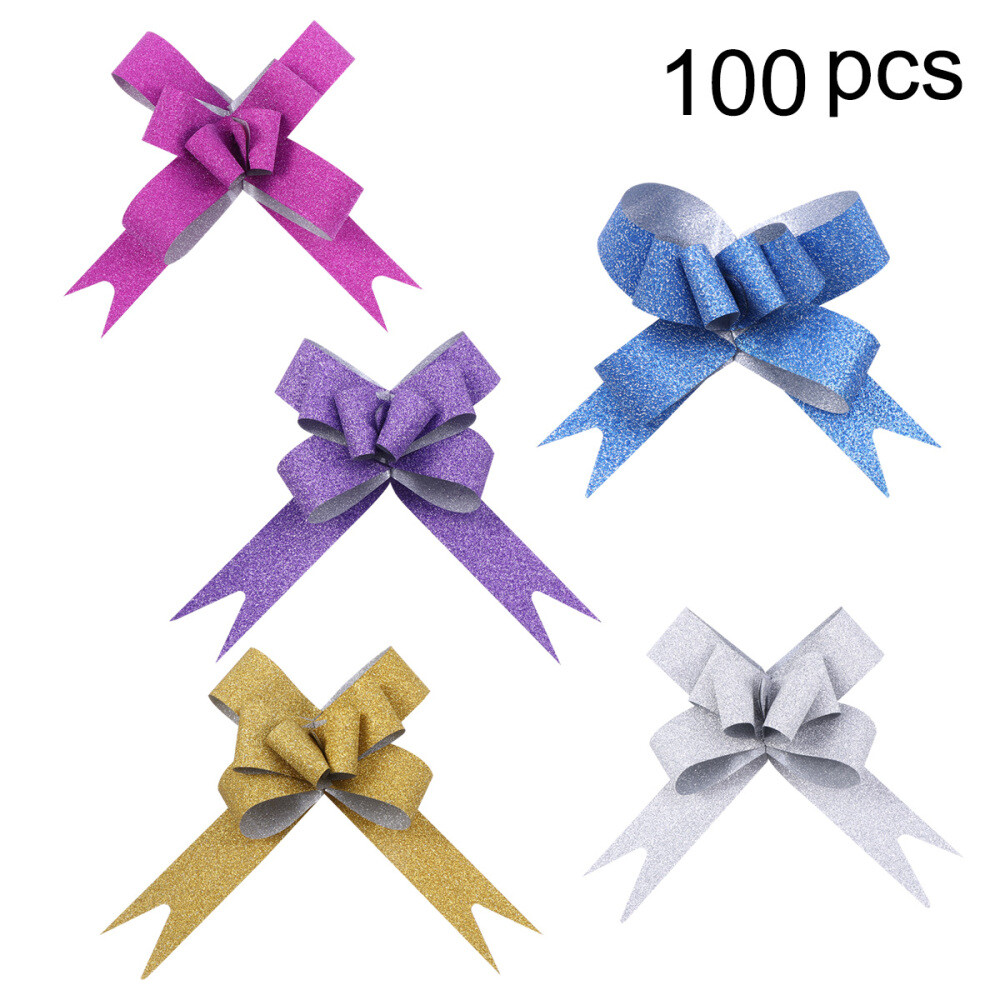 100PCS Pull Bows Gift Wrapping Bows Wreath Bows Metallic Gift Bows