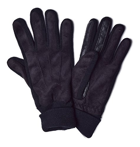 $98 Isotoner Men'S Black Suede Smartouch Thermaflex Warm Winter Gloves Size M