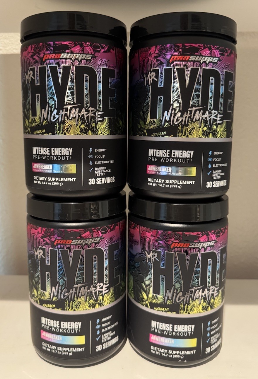 4 PACK HYDE® Nightmare, Intense Energy Pre-Workout Jawbreaker 14.07 oz Exp 6/27