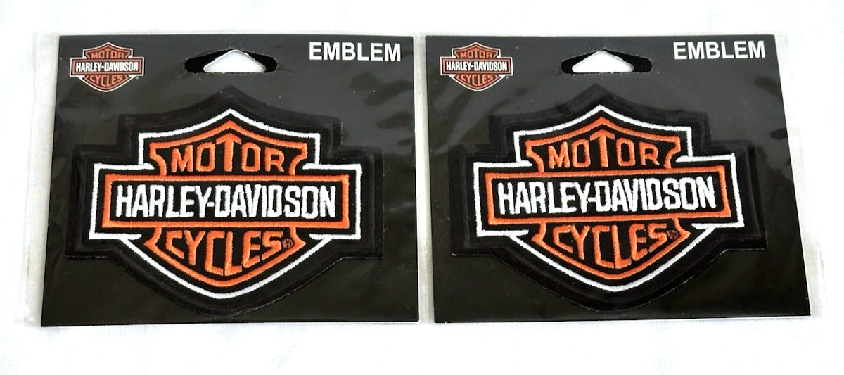 2 HARLEY-DAVIDSON Motor Cycles PATCH Embroidered 3.25" x 4" Sew On EMBLEM NEW