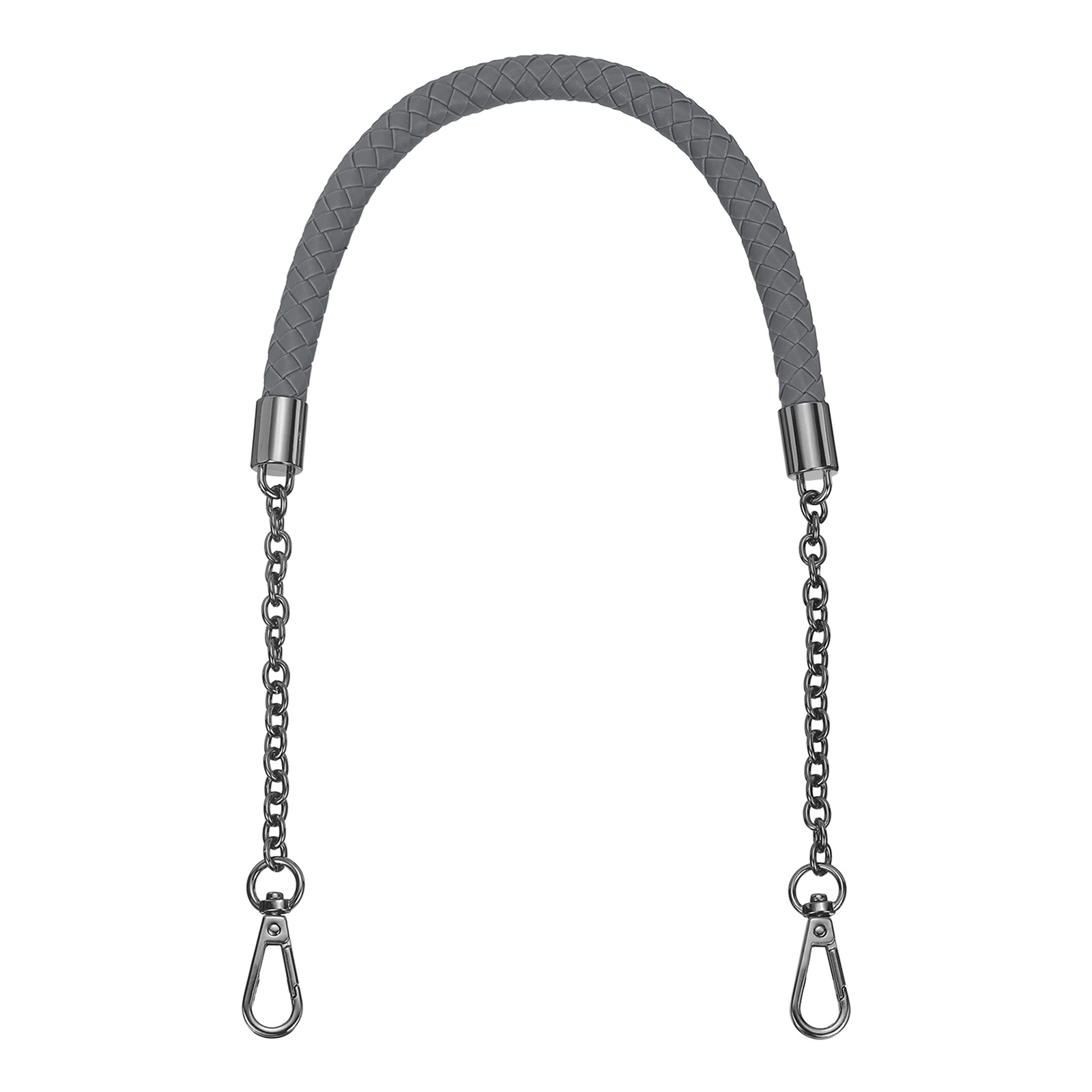 62cm/24.4" PU Leather Braided Purse Strap (Dark Gray, Black Buckle)