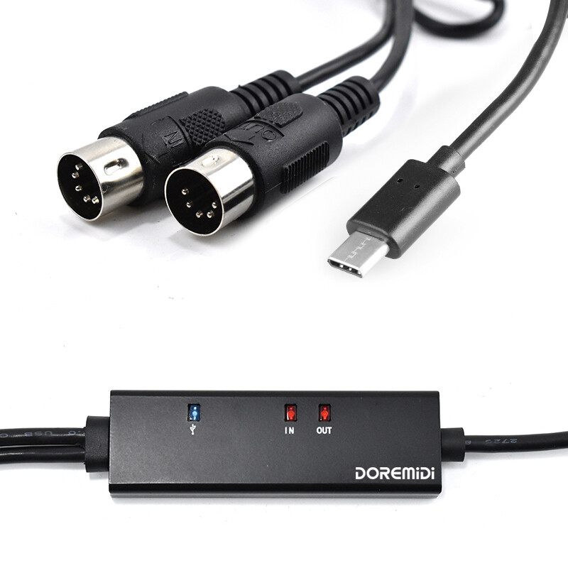New USB C MIDI Cable MIDI In/Out to Type-C for Keyboard, Synth, Windows/Mac