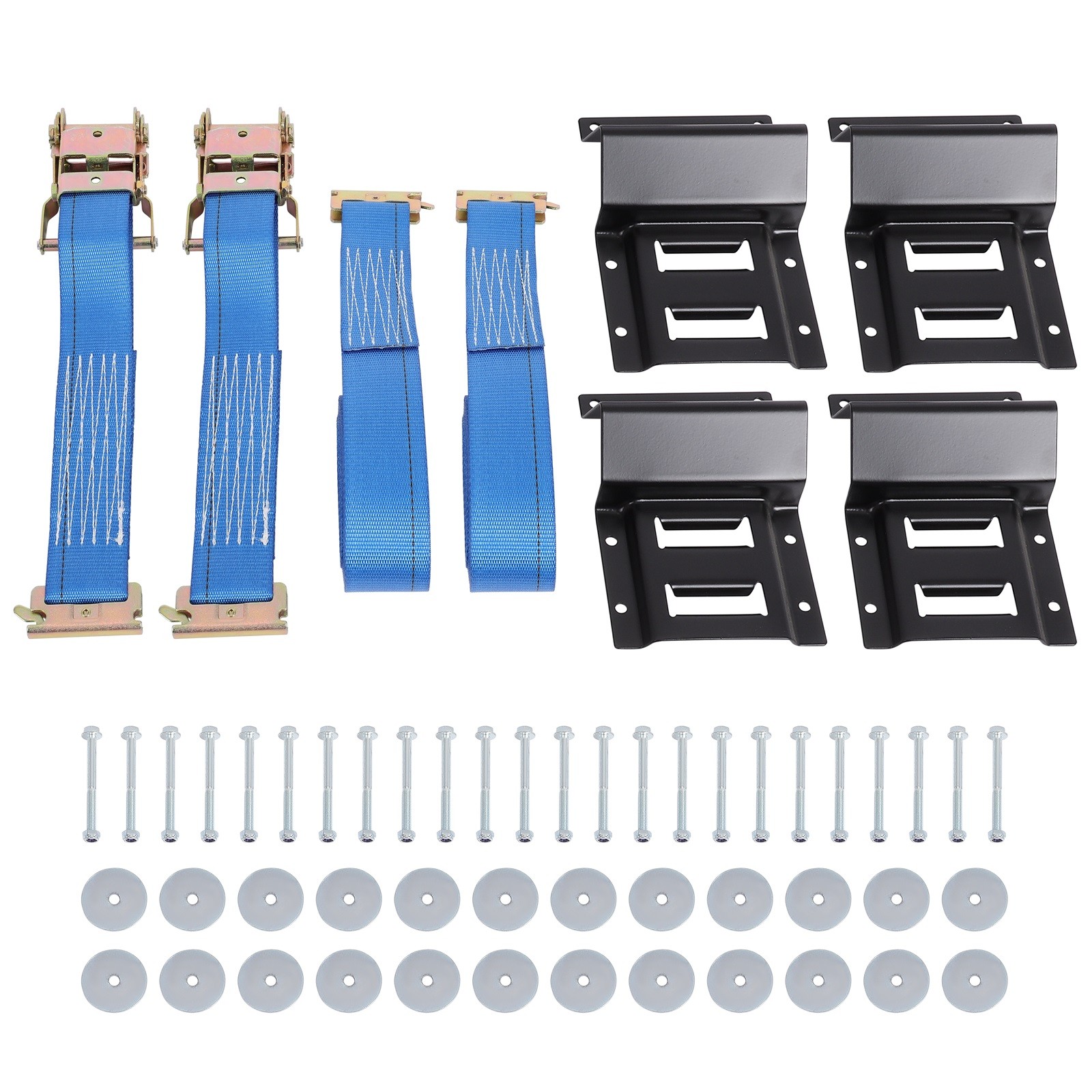 1500 Lb Weight Winch Synthetic Rope Wheel Chock & Tie-Down Strap Kit
