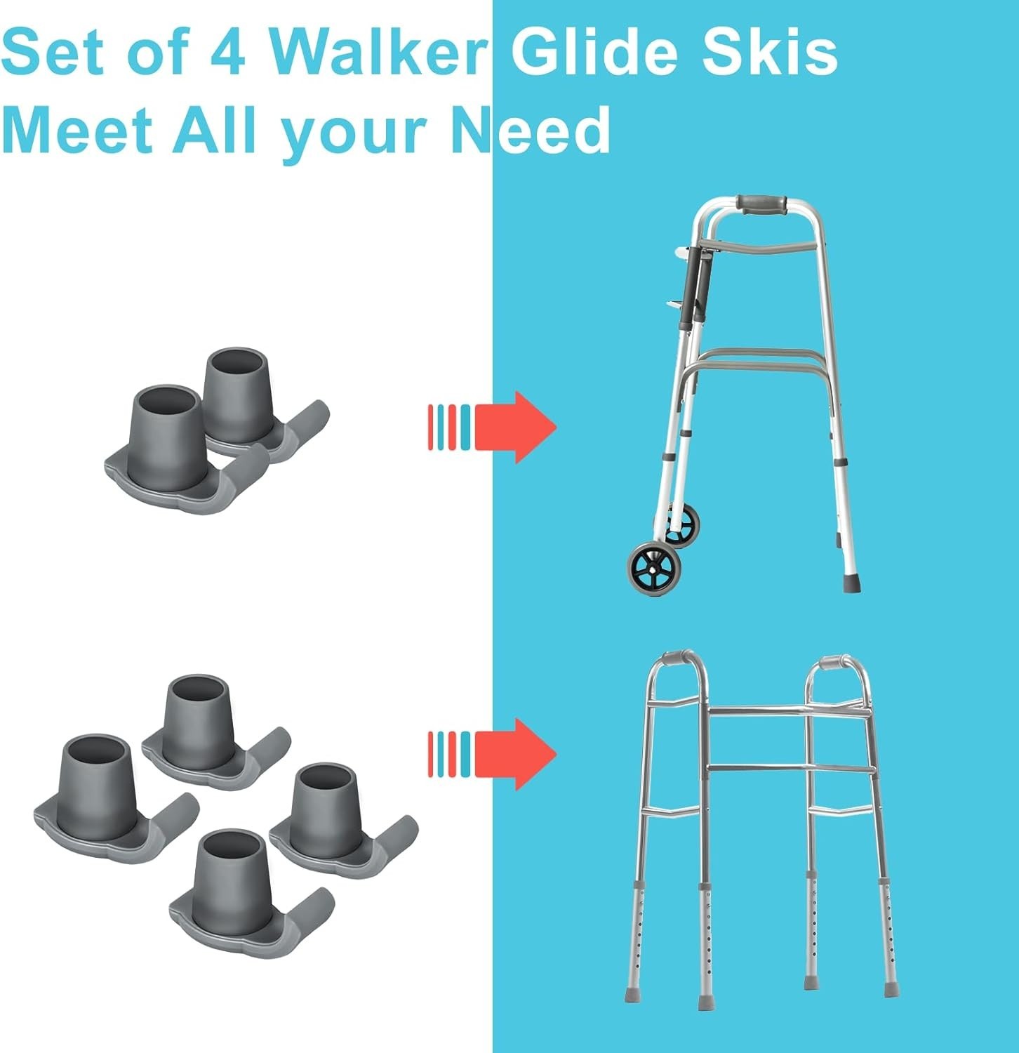 Walker Skis Glides 4 Pack Universal Dotday Mobility Aid Seniors Essentials