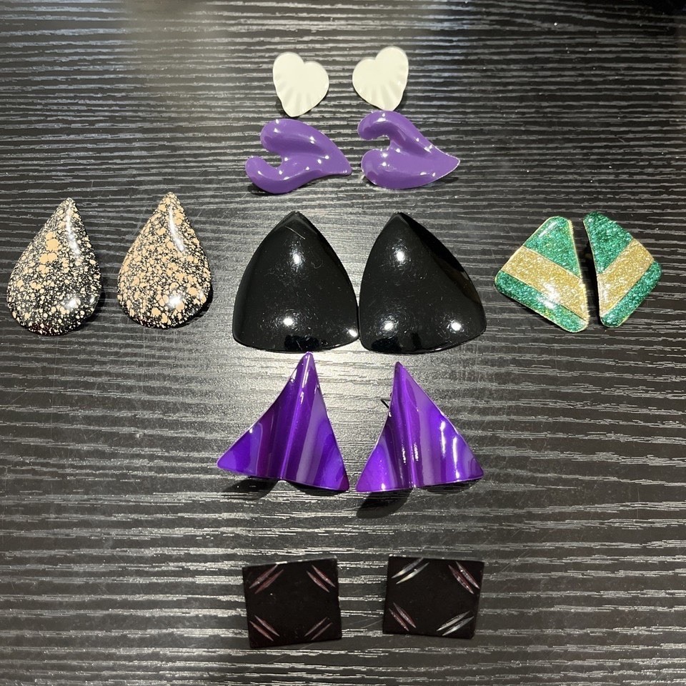 Beautiful Vintage Lot of 7 Pairs of Post-Back Pierced Earrings