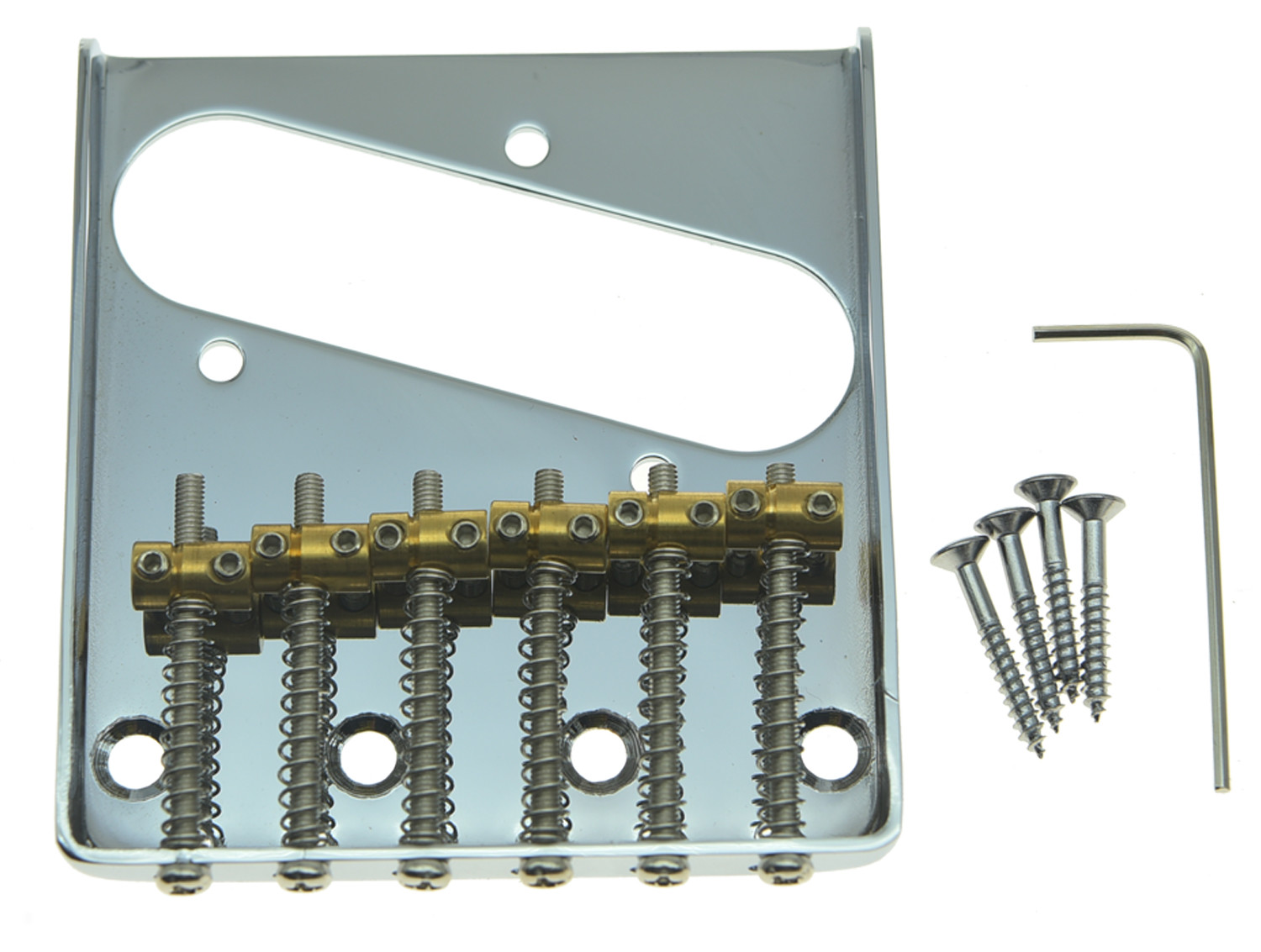 Tele Single Coil Guitar Bridge with 6 Brass Barrel Saddles for Telecaster Chrome