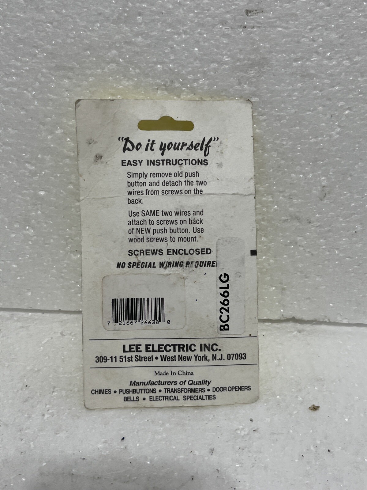 LEE ELECTRIC LIGHTED PUSH BUTTON BC266LG