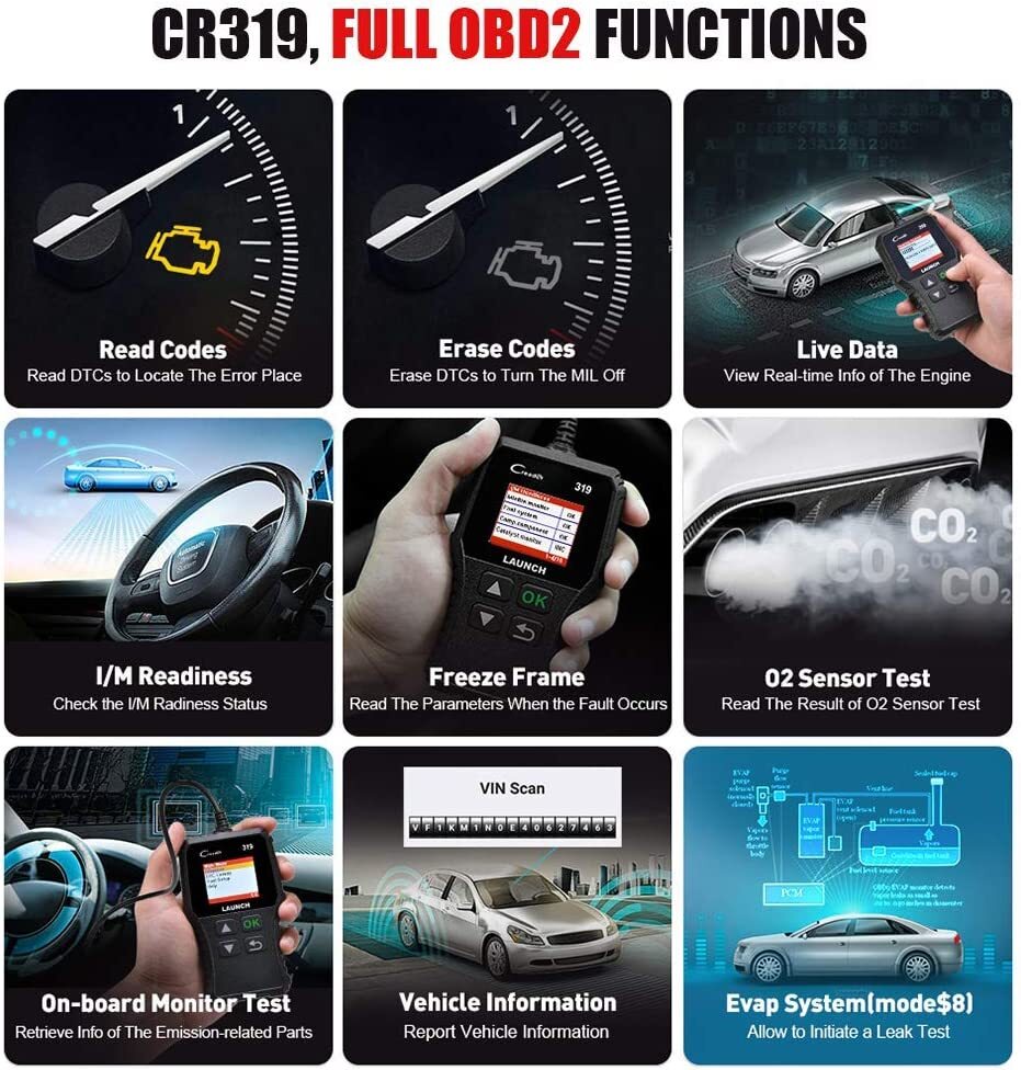 Launch CR319 OBD2 EOBD Scanner Car Code Reader Auto Check Engine Diagnostic Tool