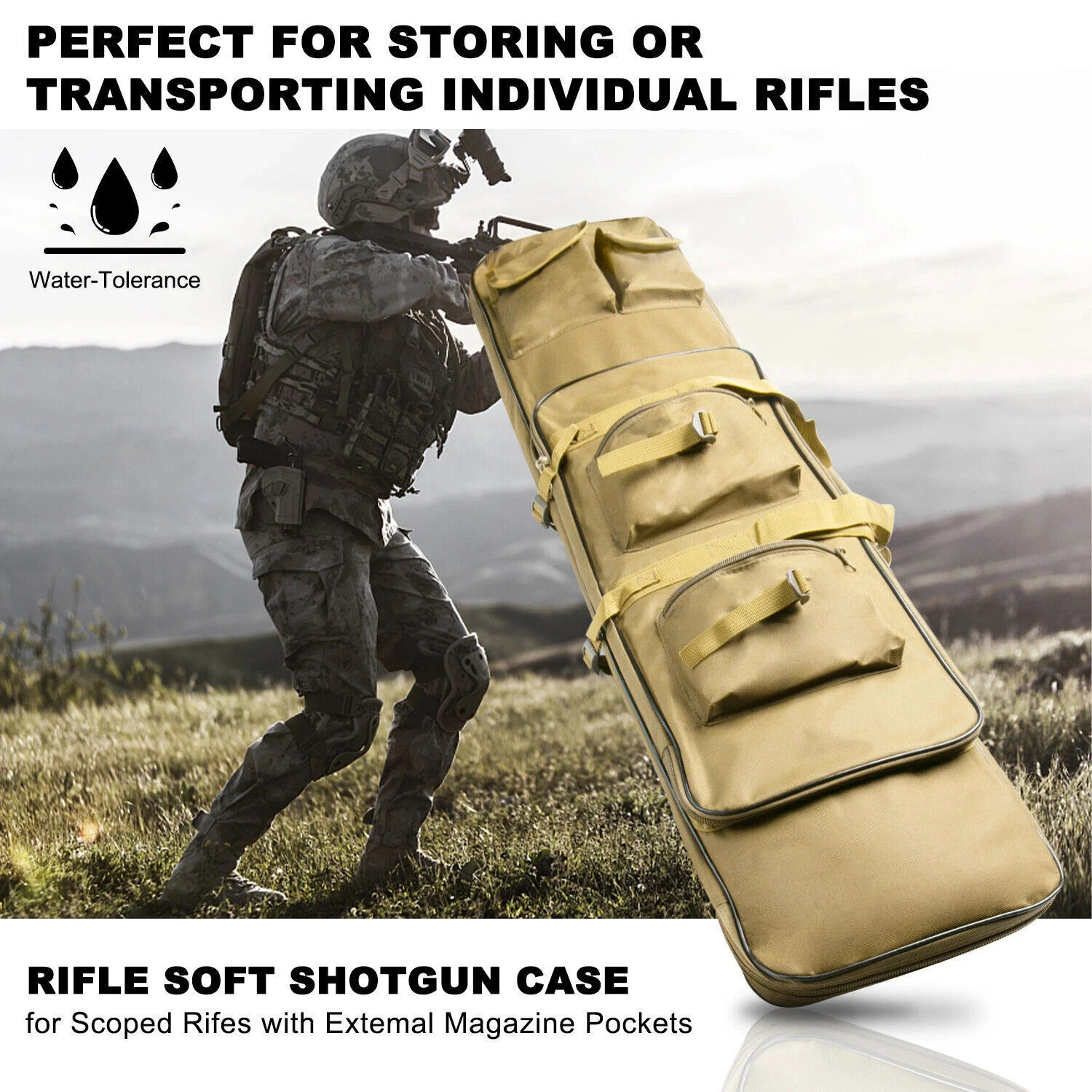 45" Tactical Rifle Bag Carbine Range Gun Padded Soft Carry Case Backpack