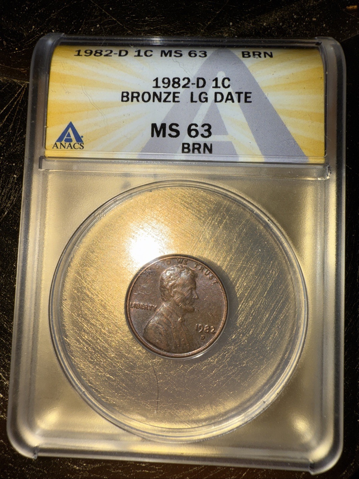 1982-D MS-63 BRN BRRONZE LG DATE